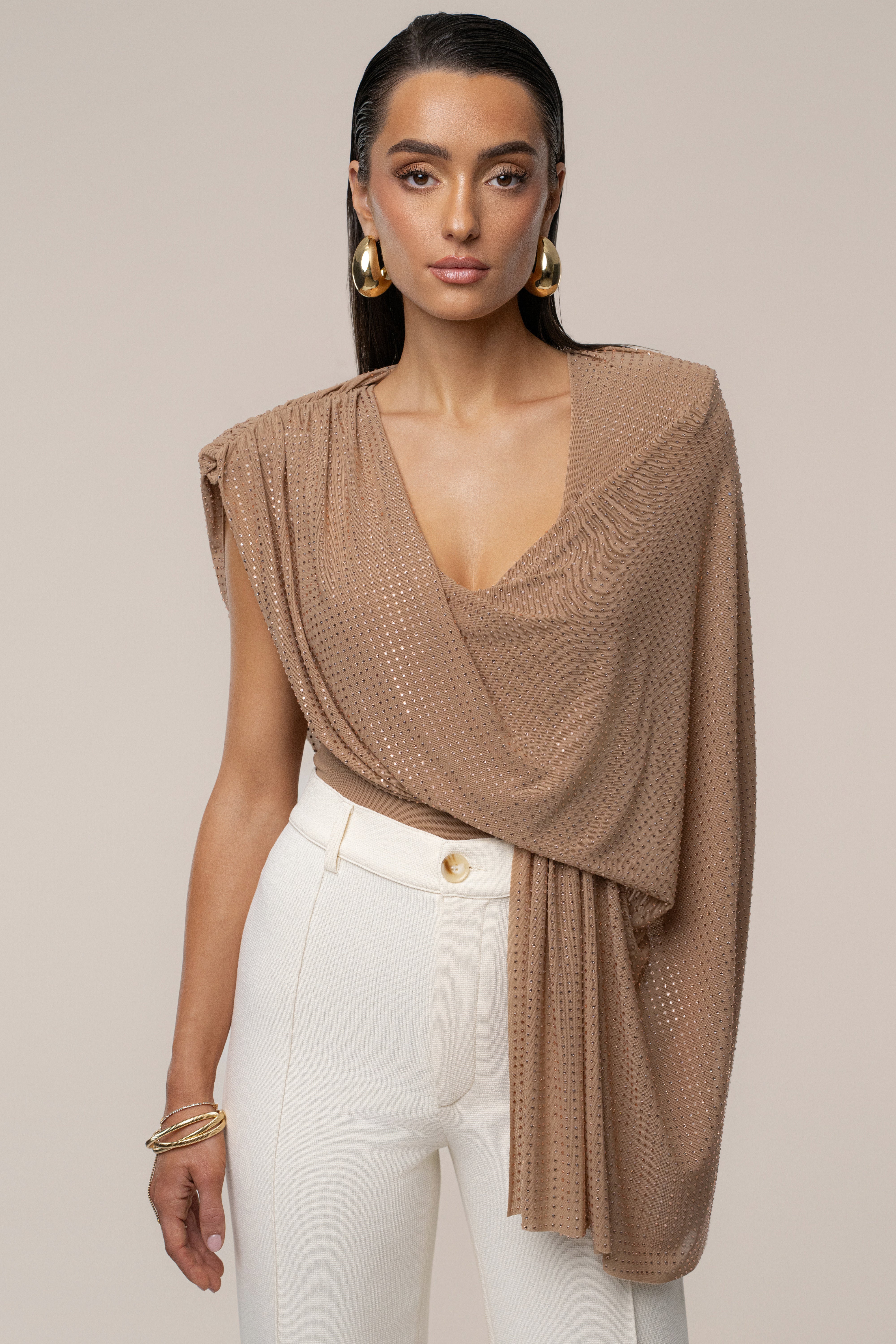 Pecan Draped Dreams Hot Fix Top - JLUXLABEL