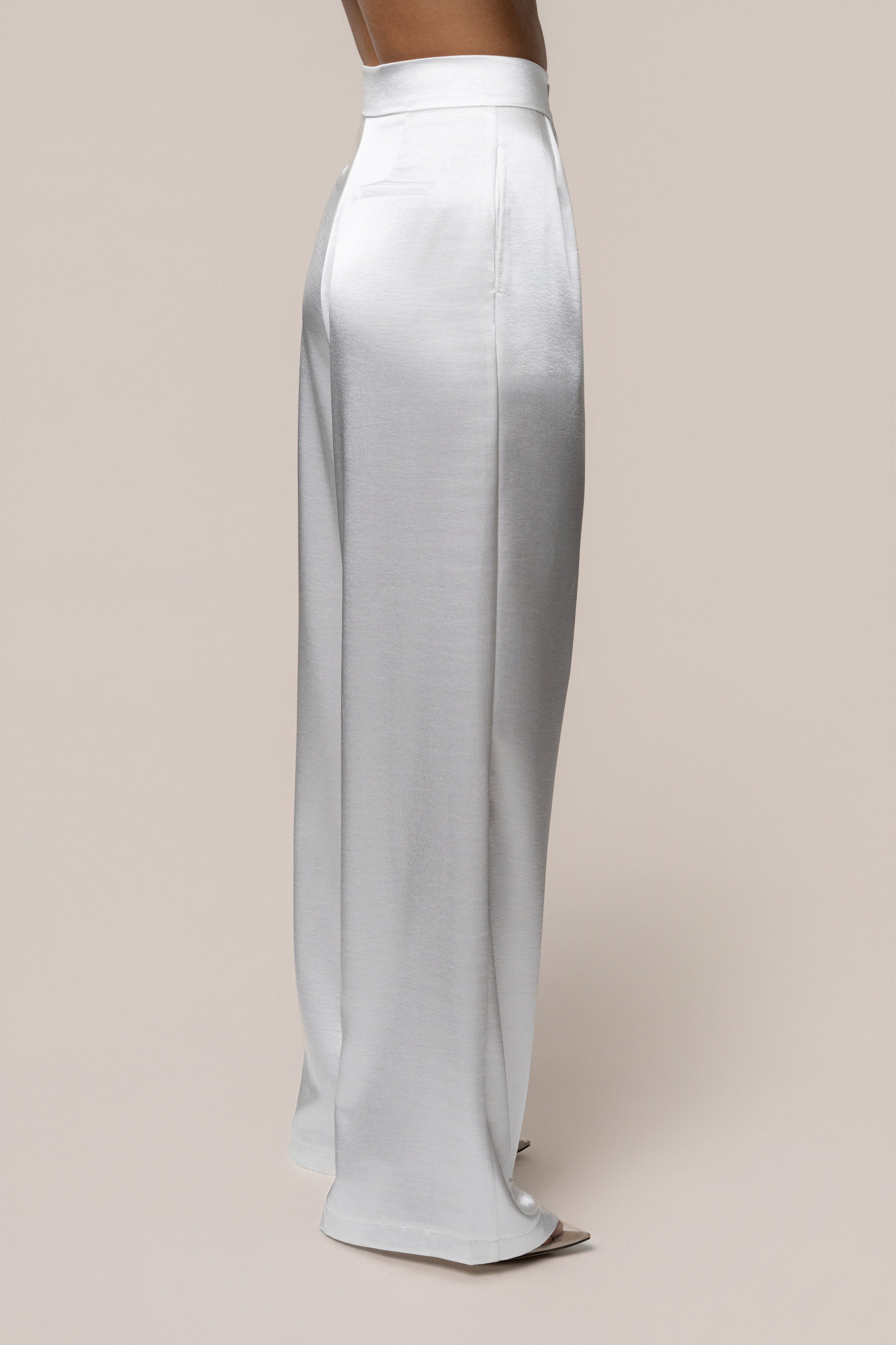 Pantalon en satin blanc Signature