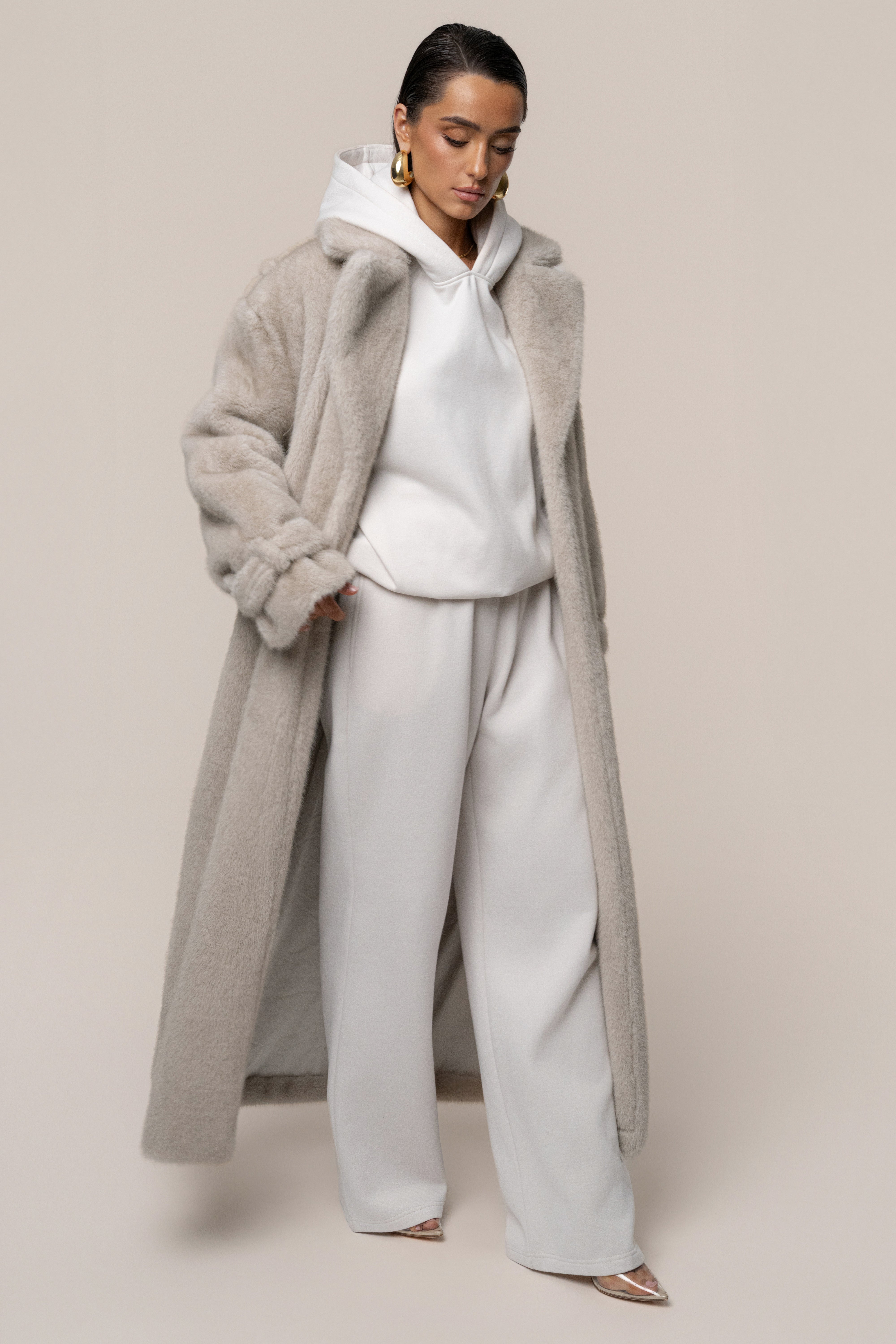 Stone Uptown Faux Fur Coat