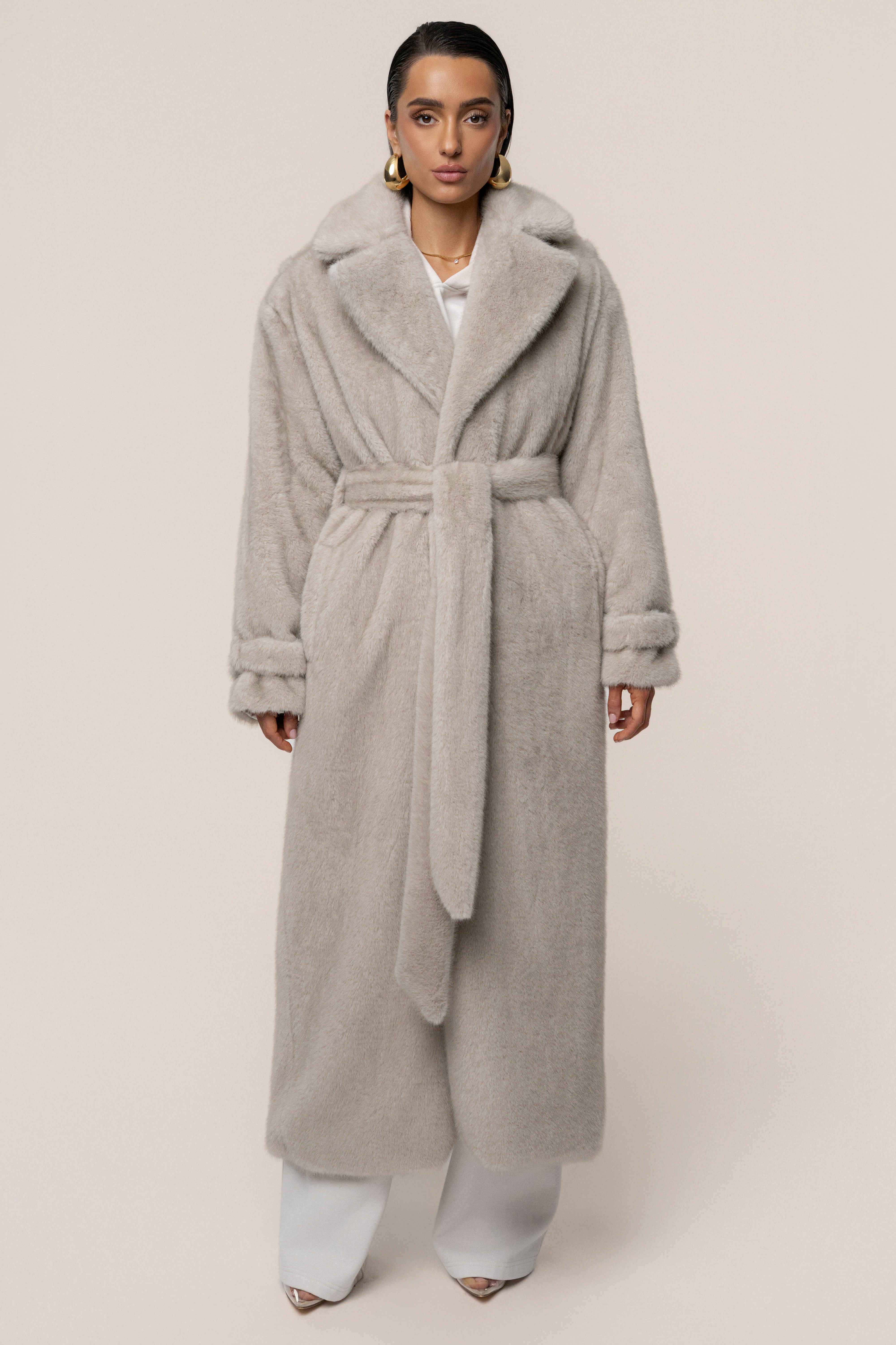 Stone Uptown Faux Fur Coat