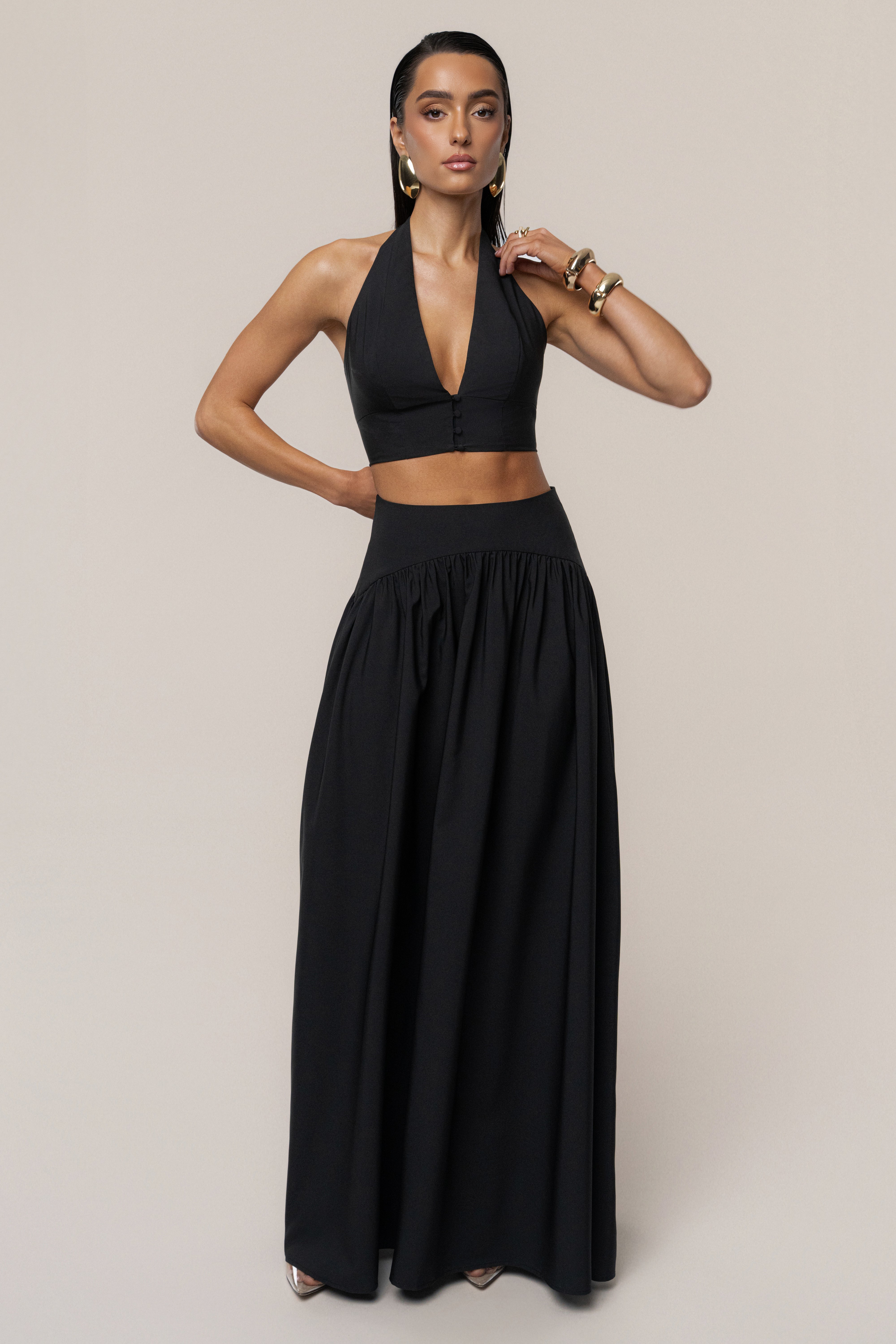 【thehighlights】 'skirt longブラック PRE-ORDER Black Haven Skirt Set