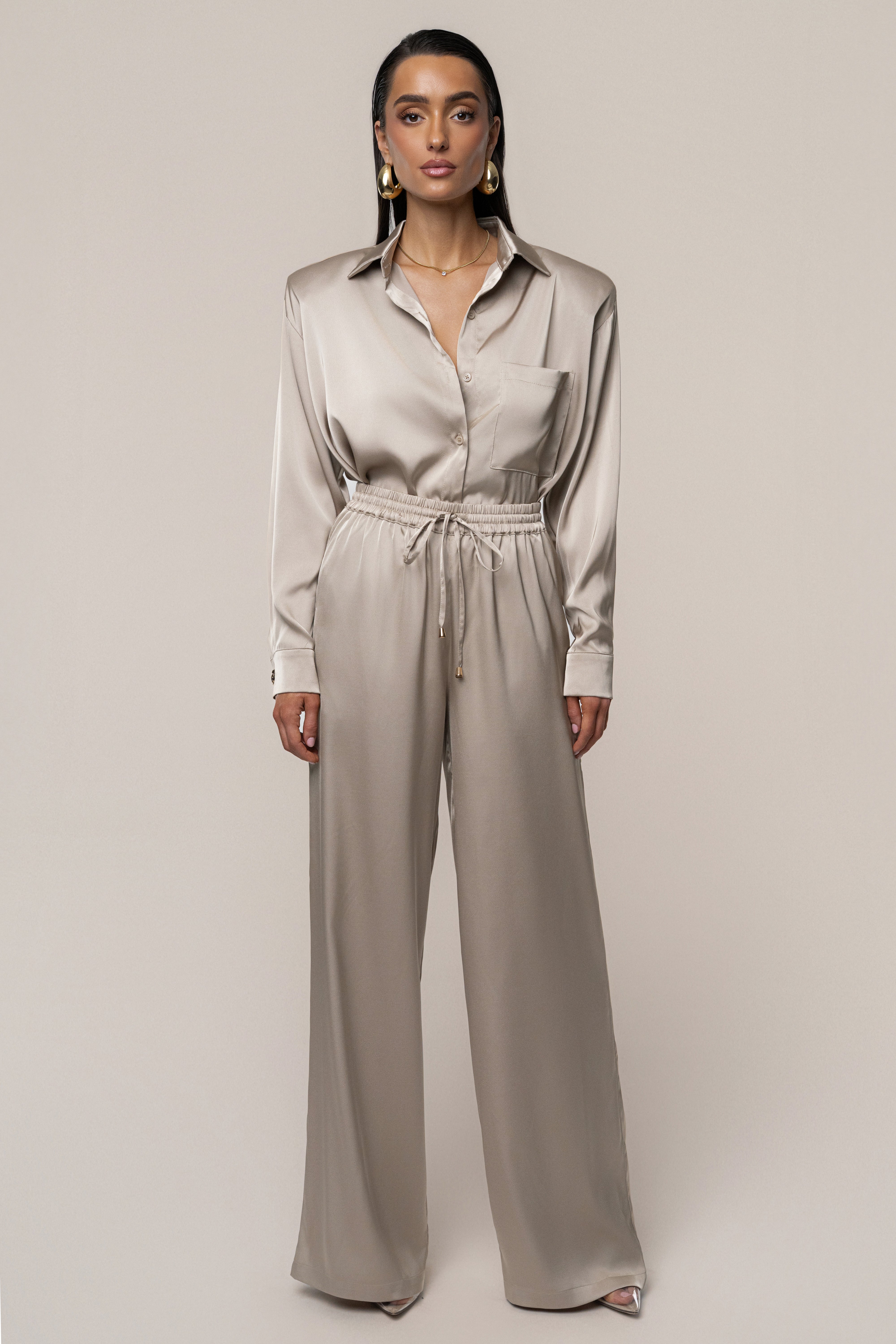 Beige Sunny Day Drawstring Pants