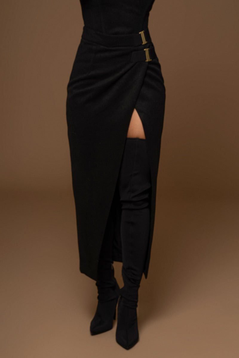 Black GISELE SLIT SKIRT