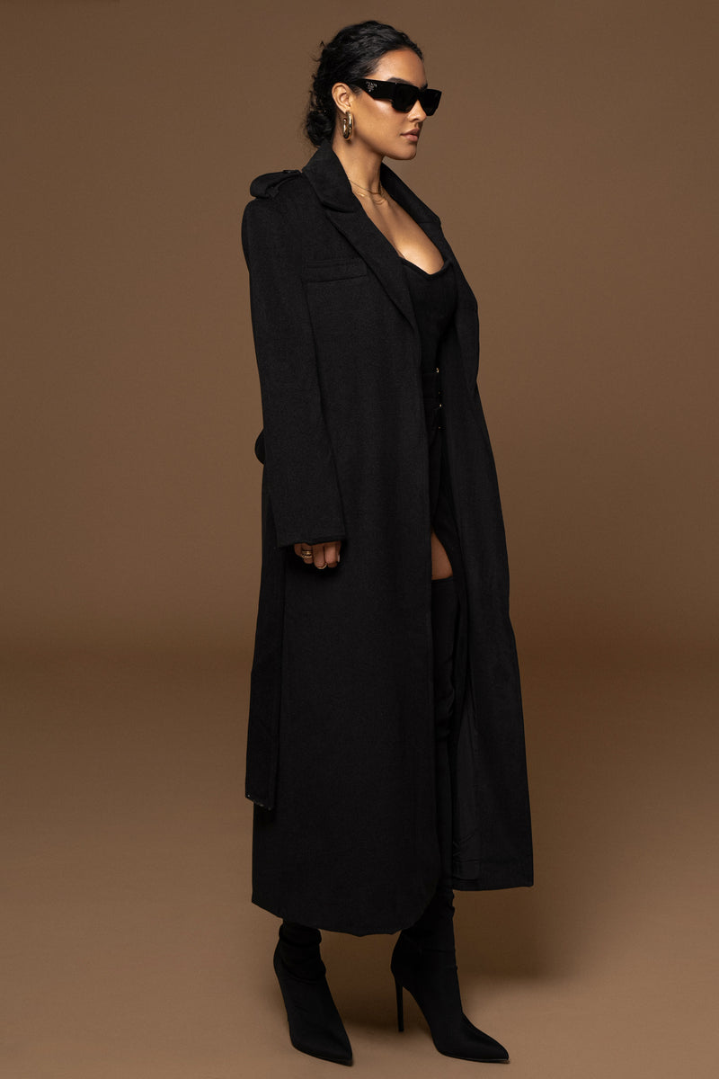 Black SAVANNAH BELTED COAT