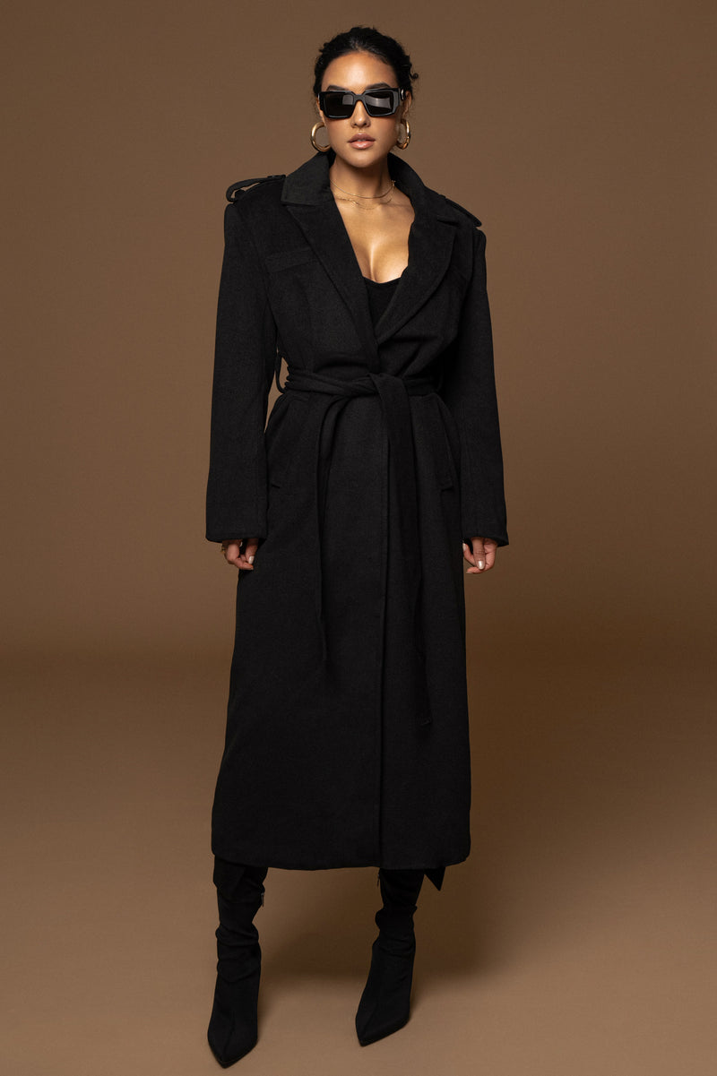 Black SAVANNAH BELTED COAT