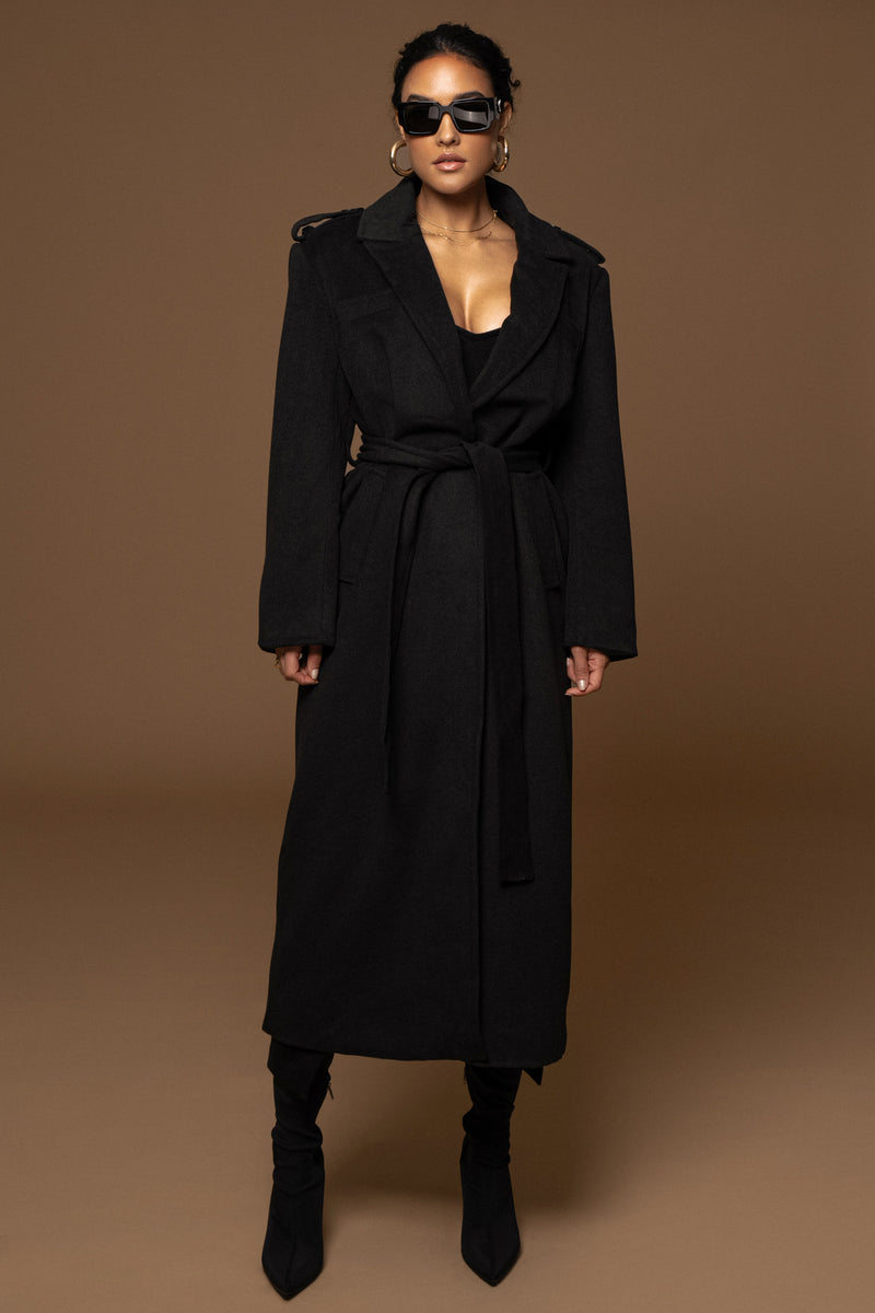 Black SAVANNAH BELTED COAT