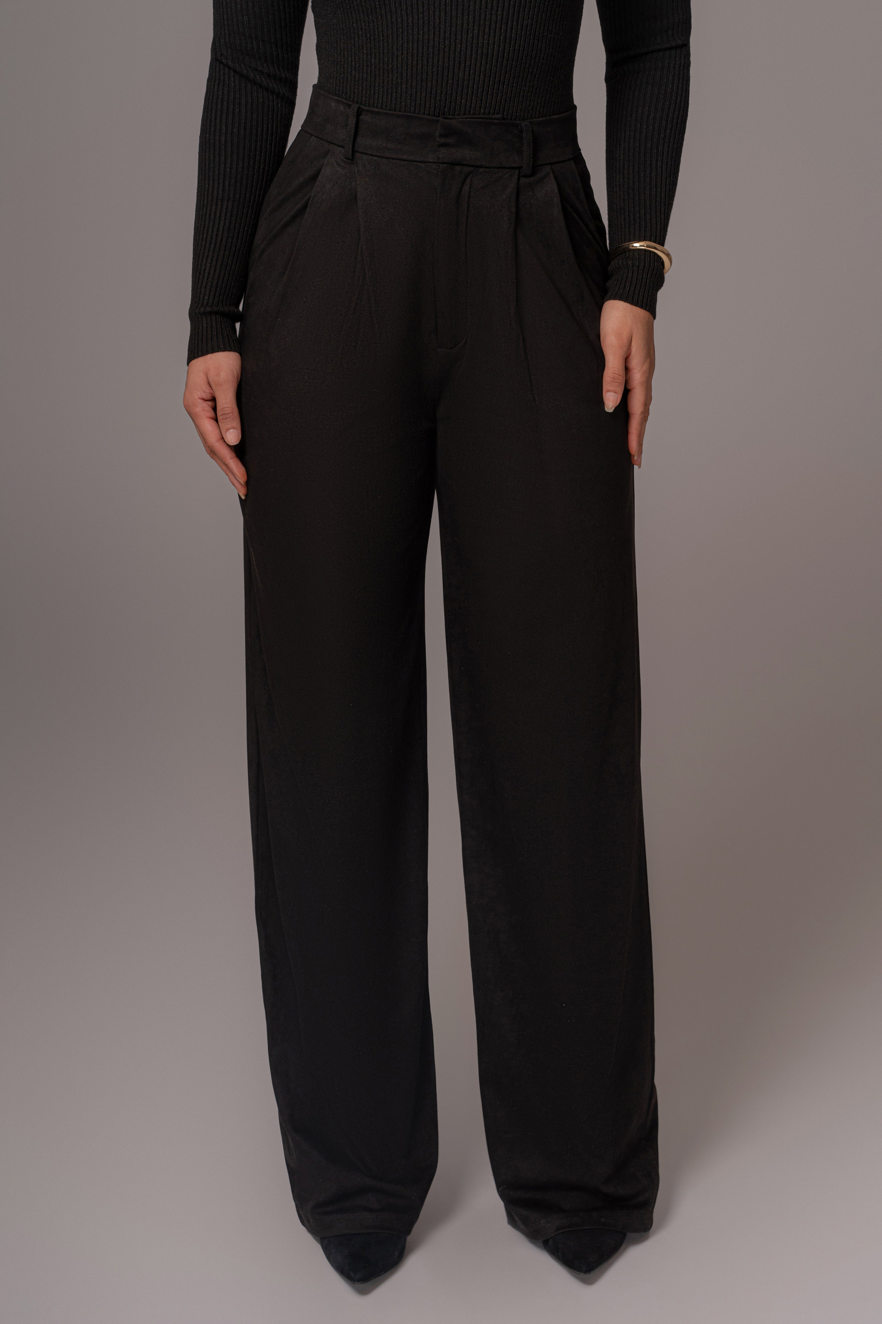 Black Classic High Rise Trousers - JLUXLABEL