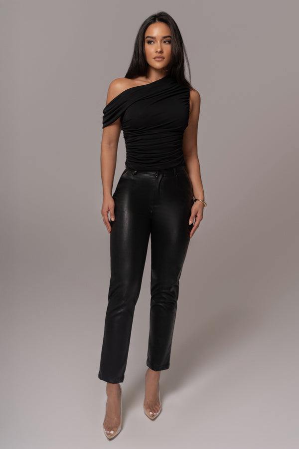 Black Asymmetric Draped Roselyn Top