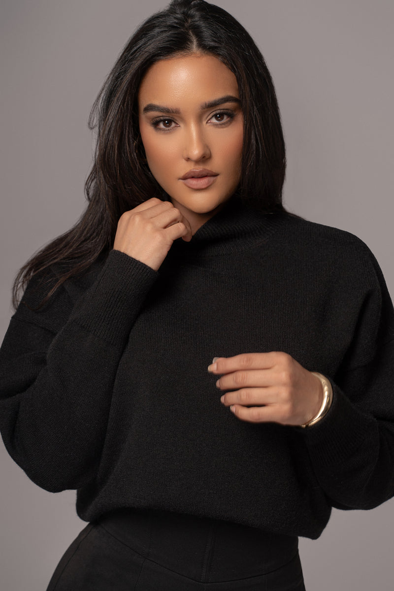 Black Turtleneck Sweater Top