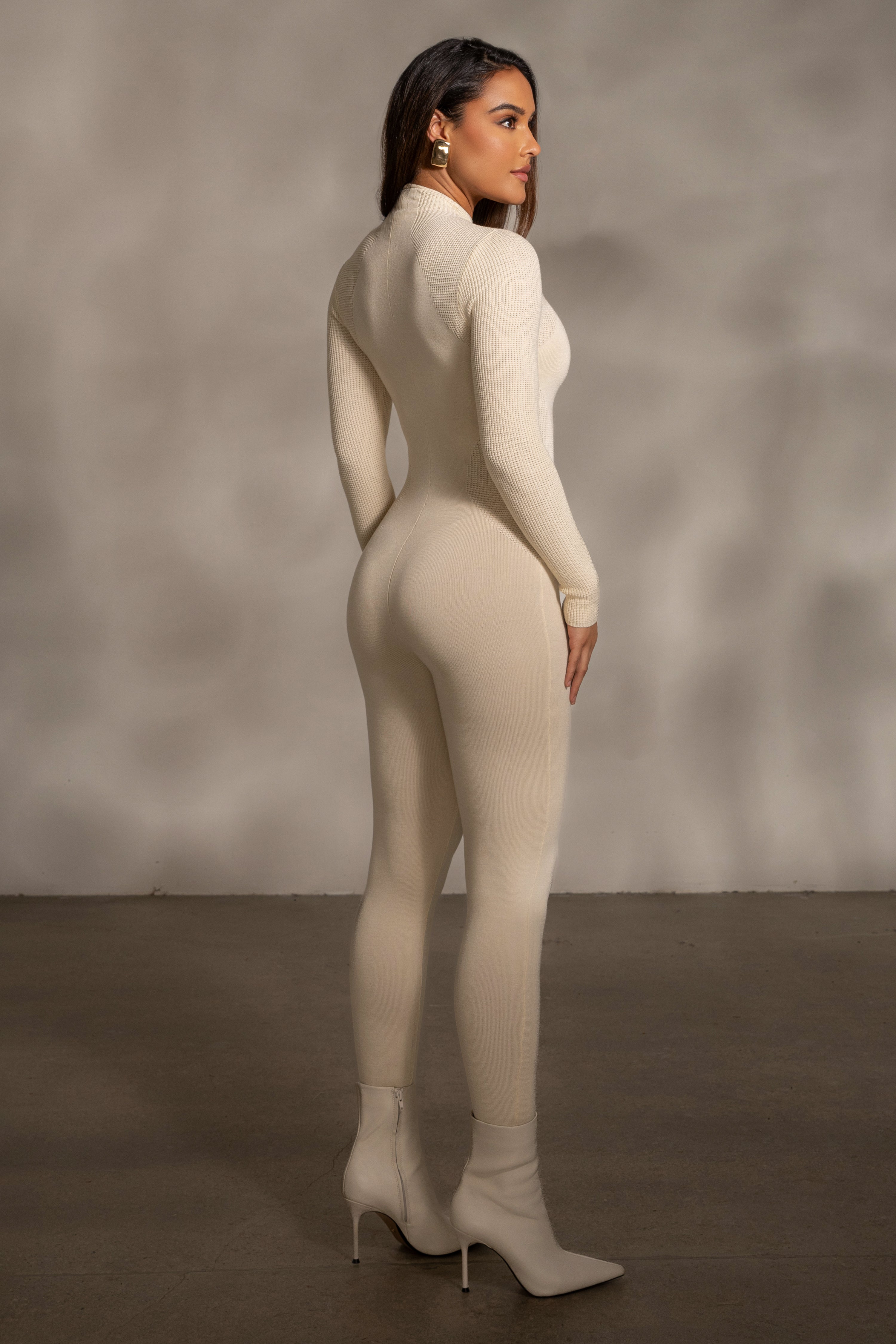 Buttercream Kris Front Zipper Jumpsuit - JLUXLABEL