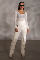Ivory Nerida Sheer Knit Bodysuit - JLUXLABEL