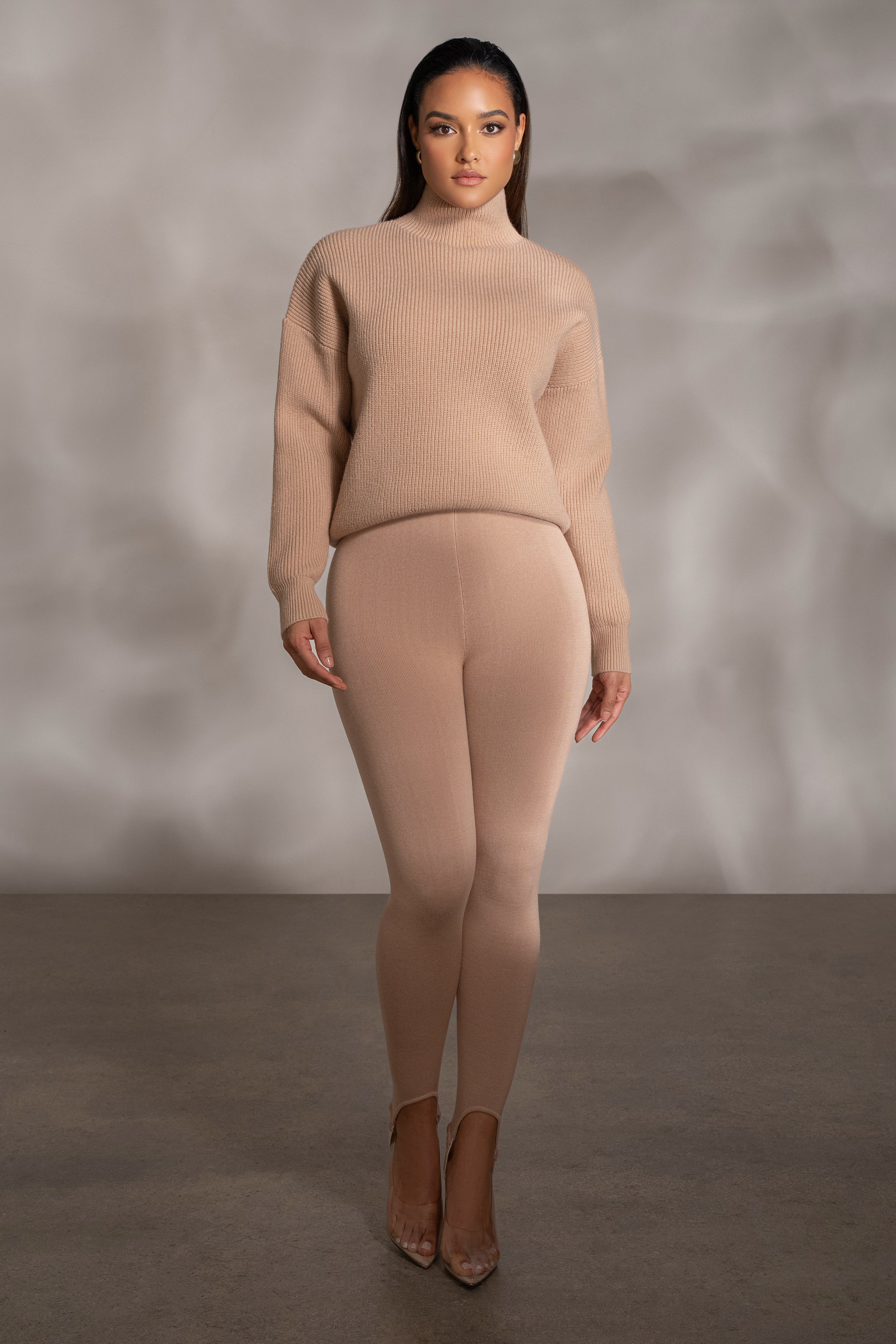 Beige Jenni Turtleneck Sweater Top - JLUXLABEL