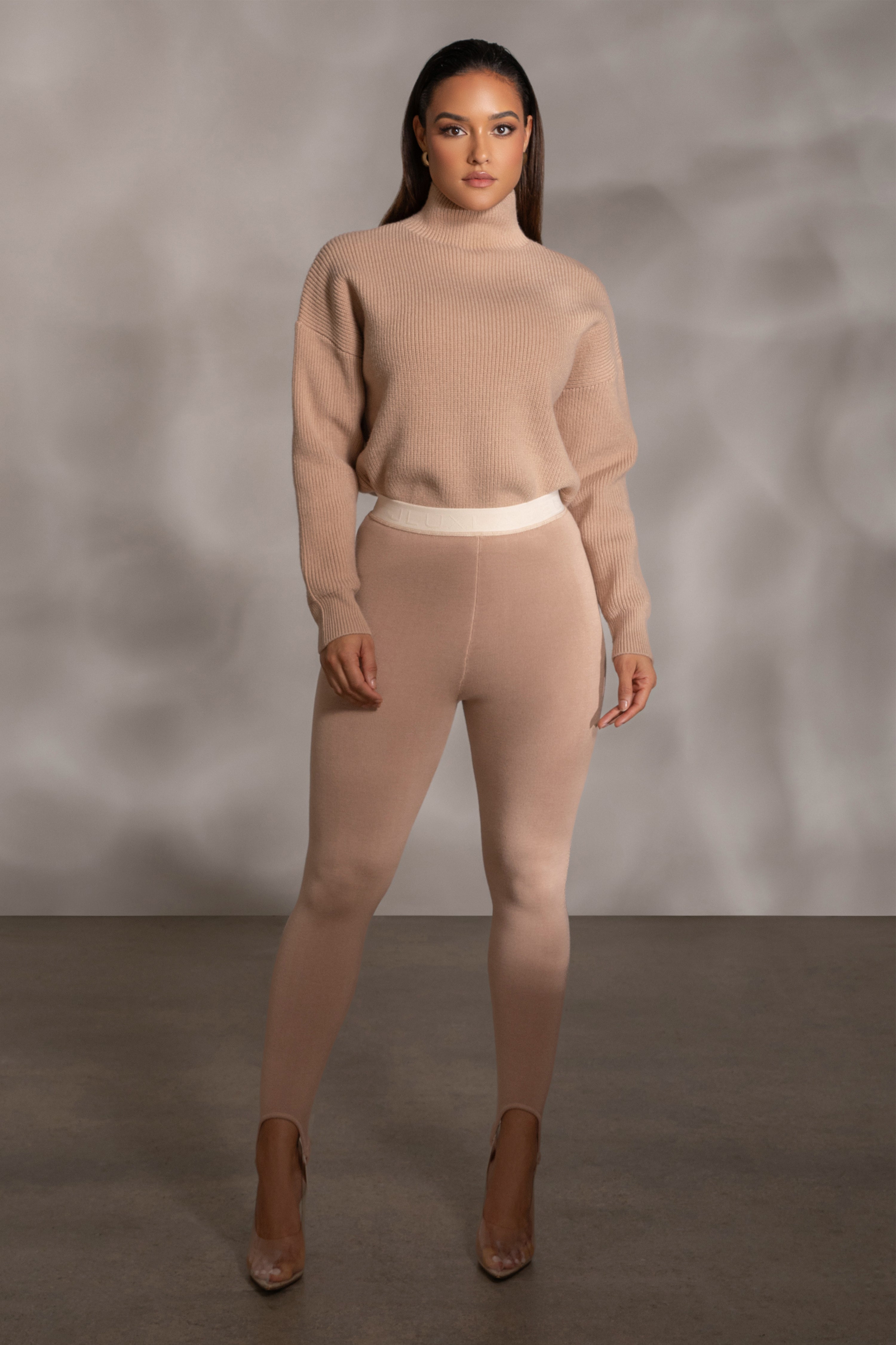 Beige Jenni Turtleneck Sweater Top - JLUXLABEL