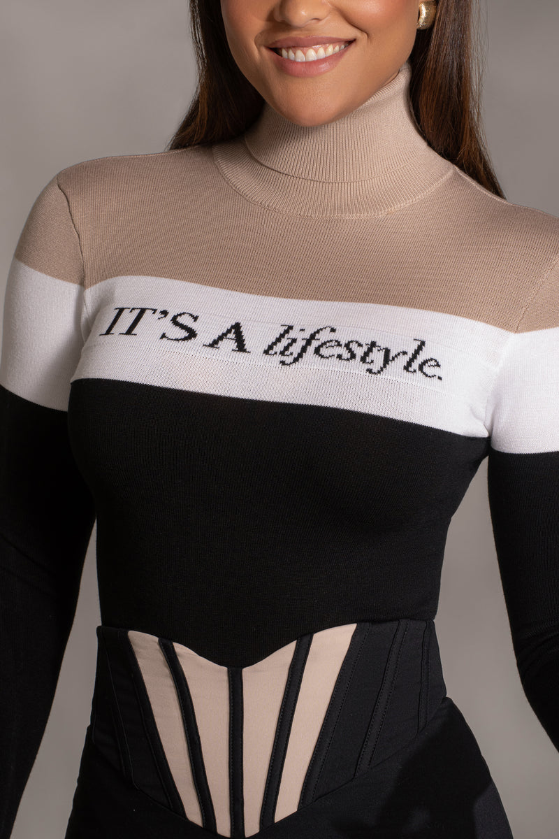 Beige Lifestyle Knit Bodysuit - JLUXLABEL