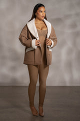 Camel Nerida Sheer Knit Bodysuit - JLUXLABEL
