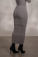 Grey Lina Knit Maxi Skirt - JLUXLABEL