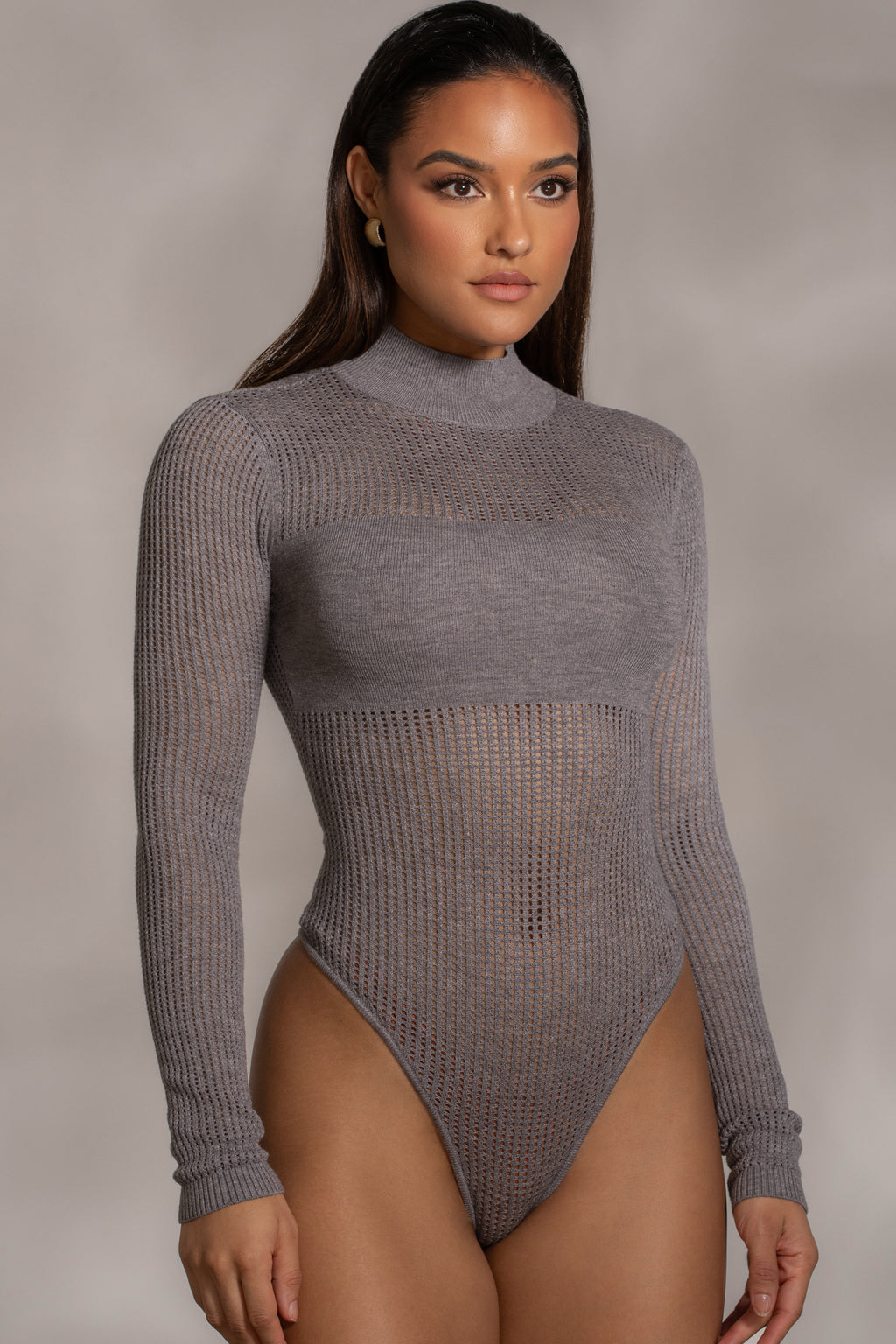 Grey Klaudette Knit Bodysuit