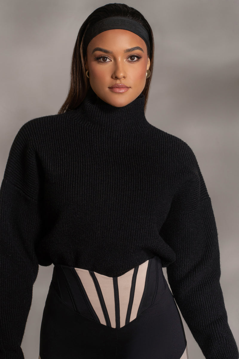 Black Jenni Turtleneck Sweater Top - JLUXLABEL
