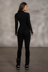 Black Kris Front Zipper Jumpsuit - JLUXLABEL