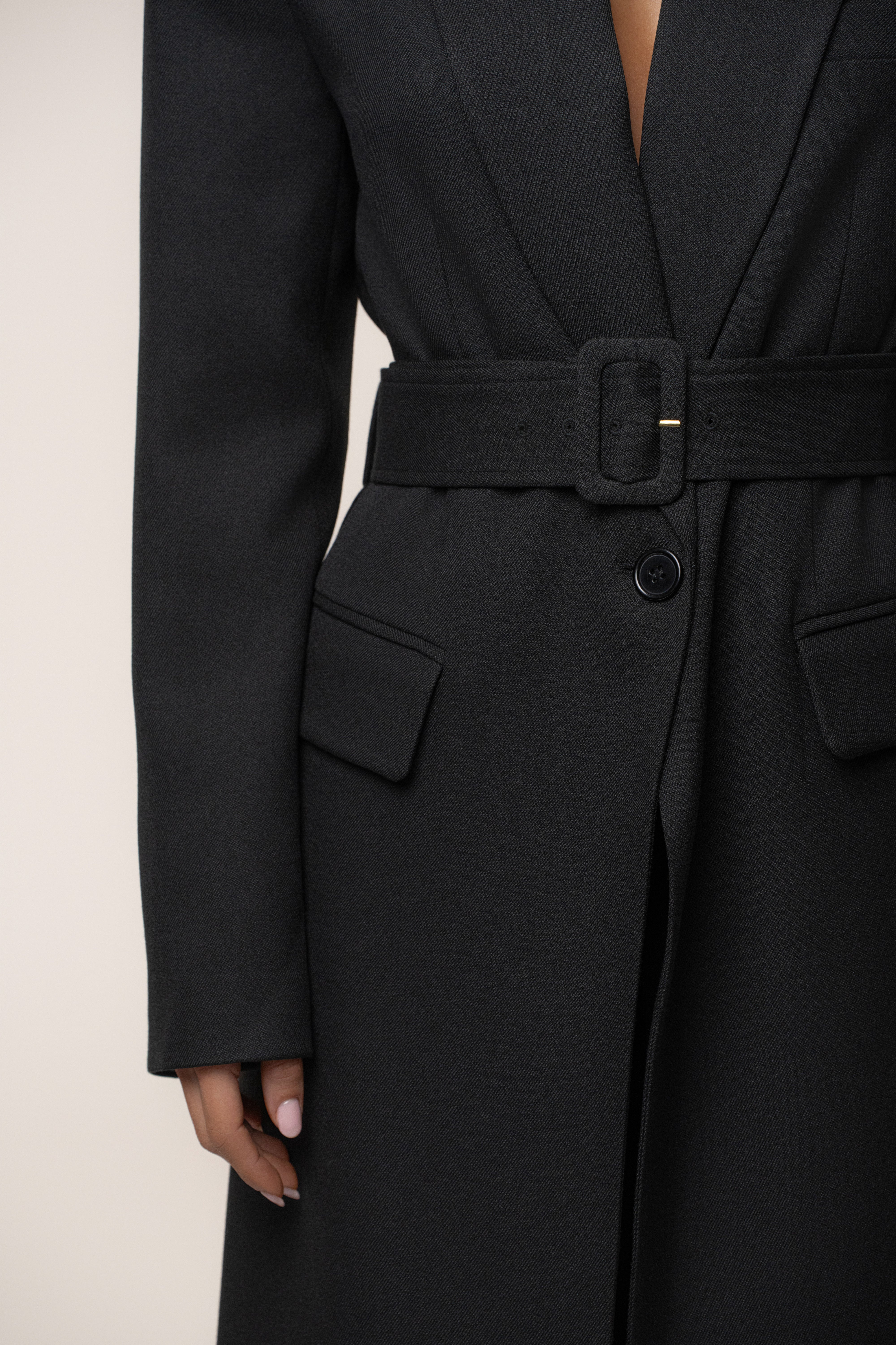 Black Longline Tailored Coat - JLUXLABEL