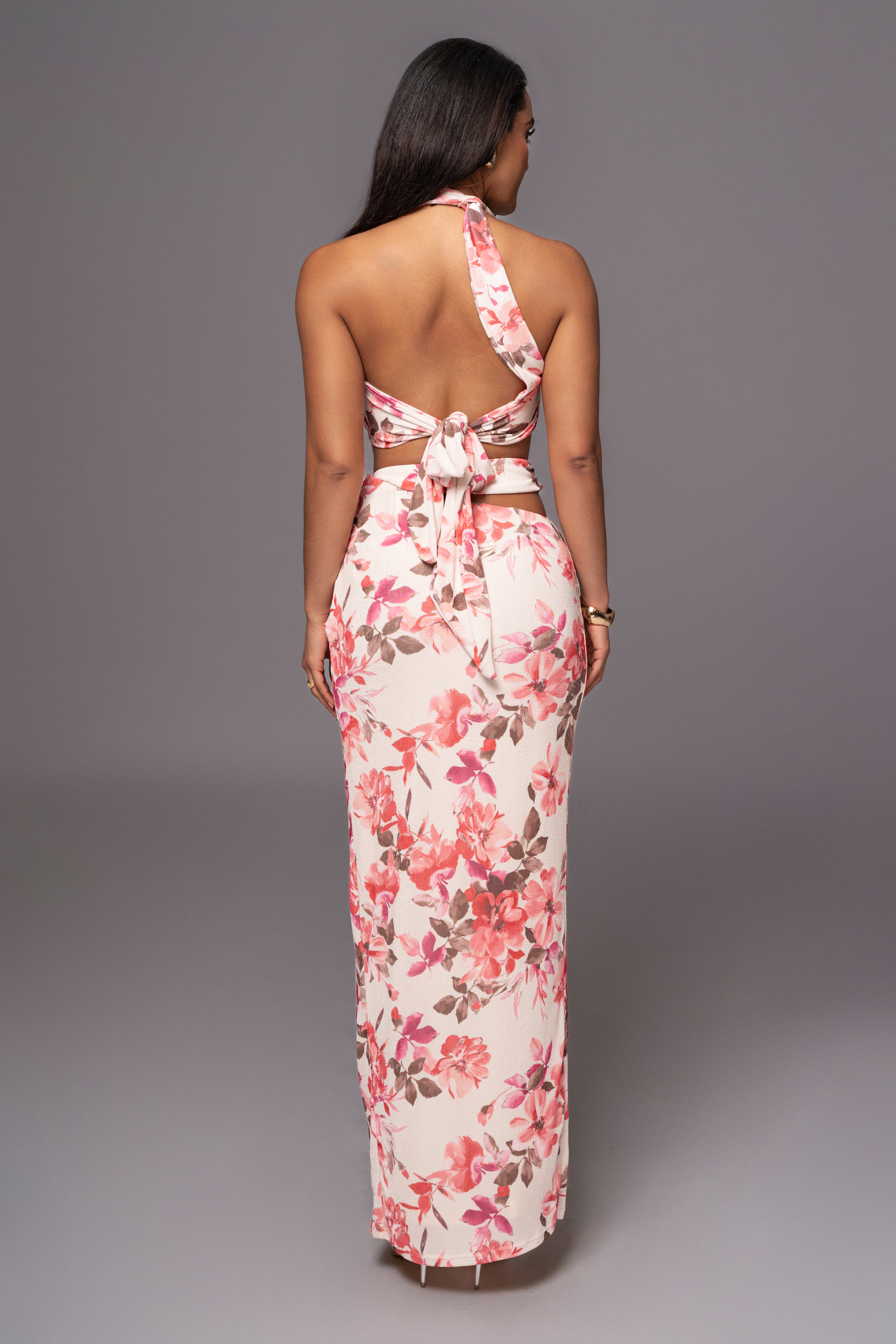 Ivory FLORAL NEW AGE TWO PIECE SKIRT SET - JLUXLABEL