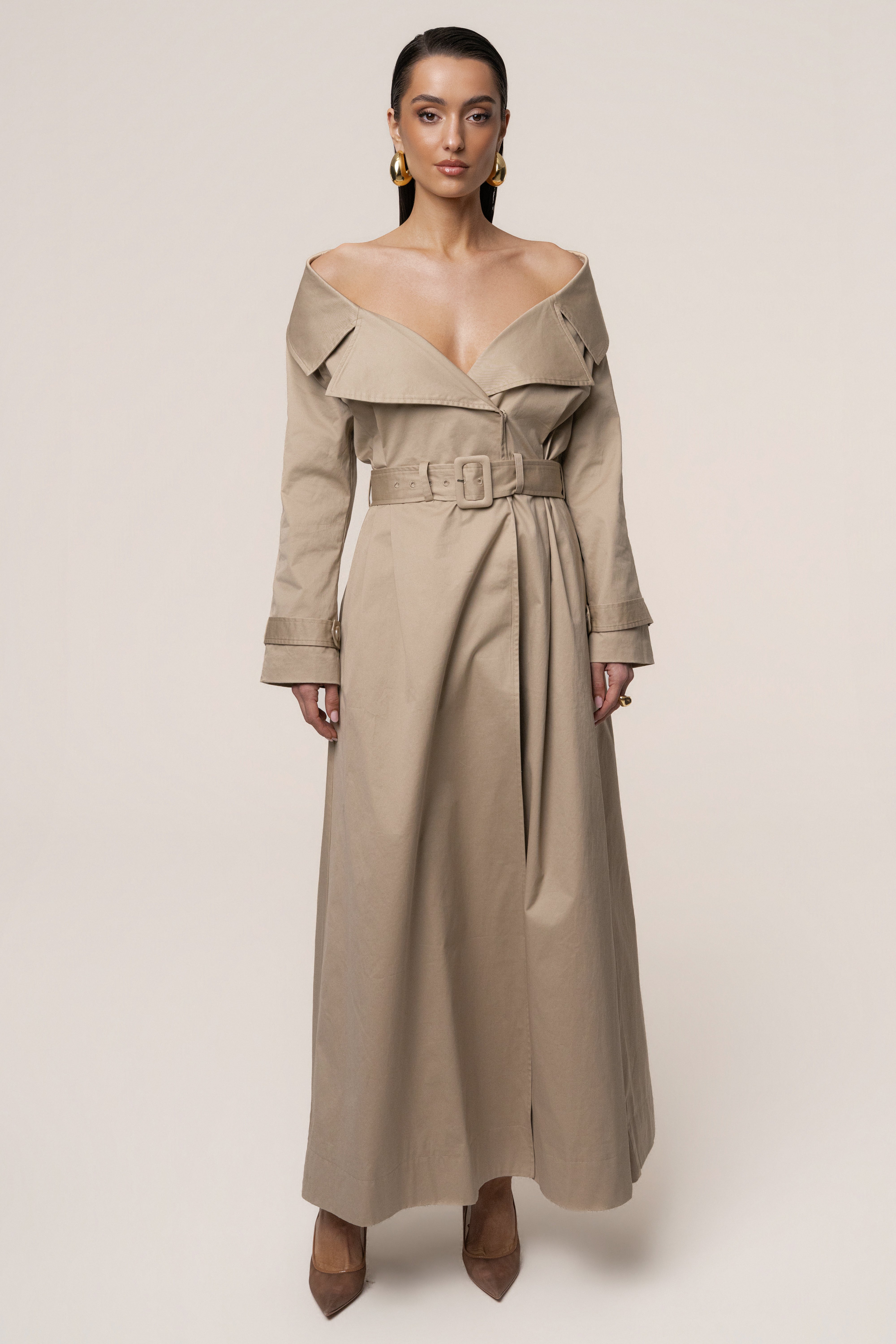 Stone Soft Authority Trench Coat - JLUXLABEL