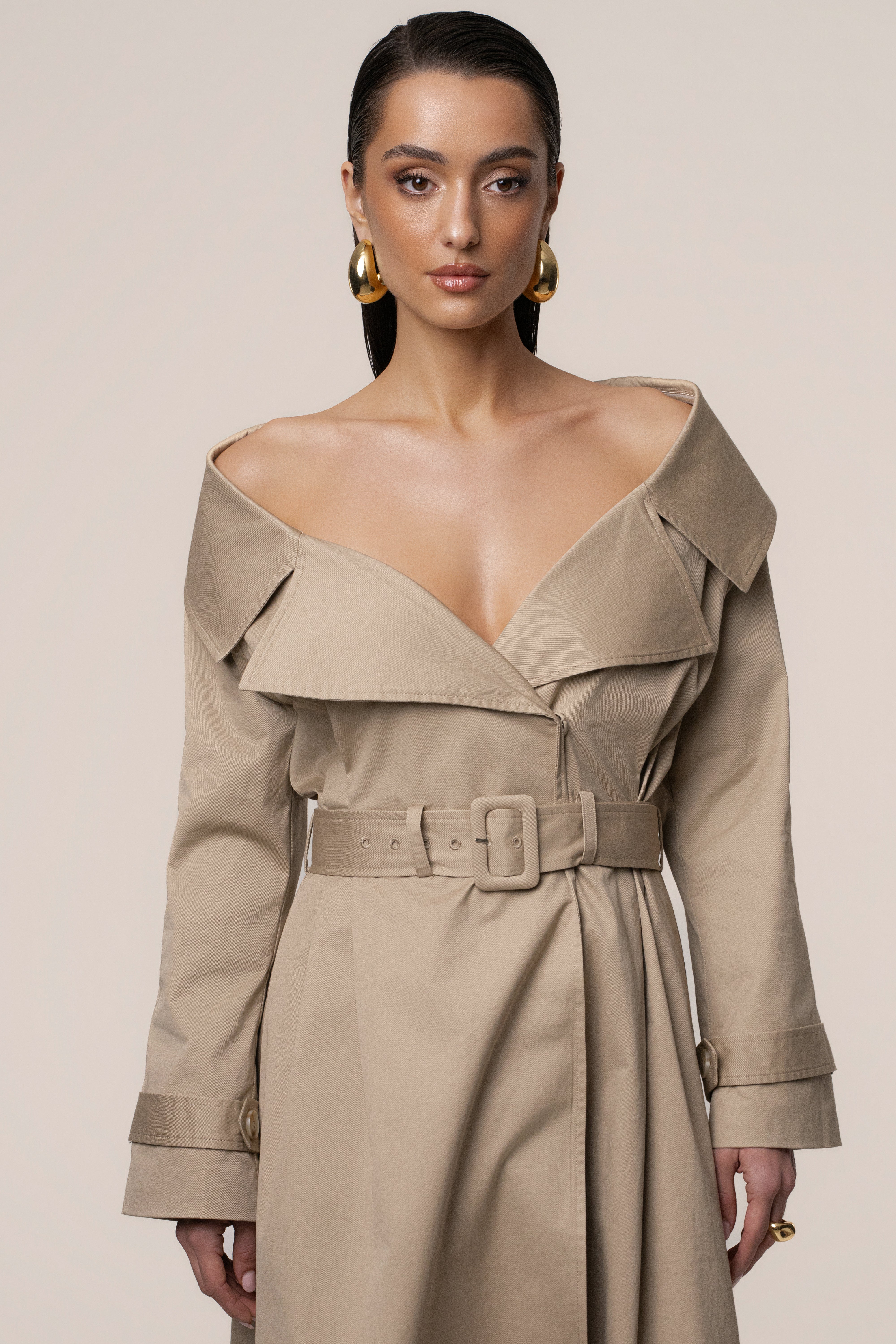 Stone Soft Authority Trench Coat - JLUXLABEL