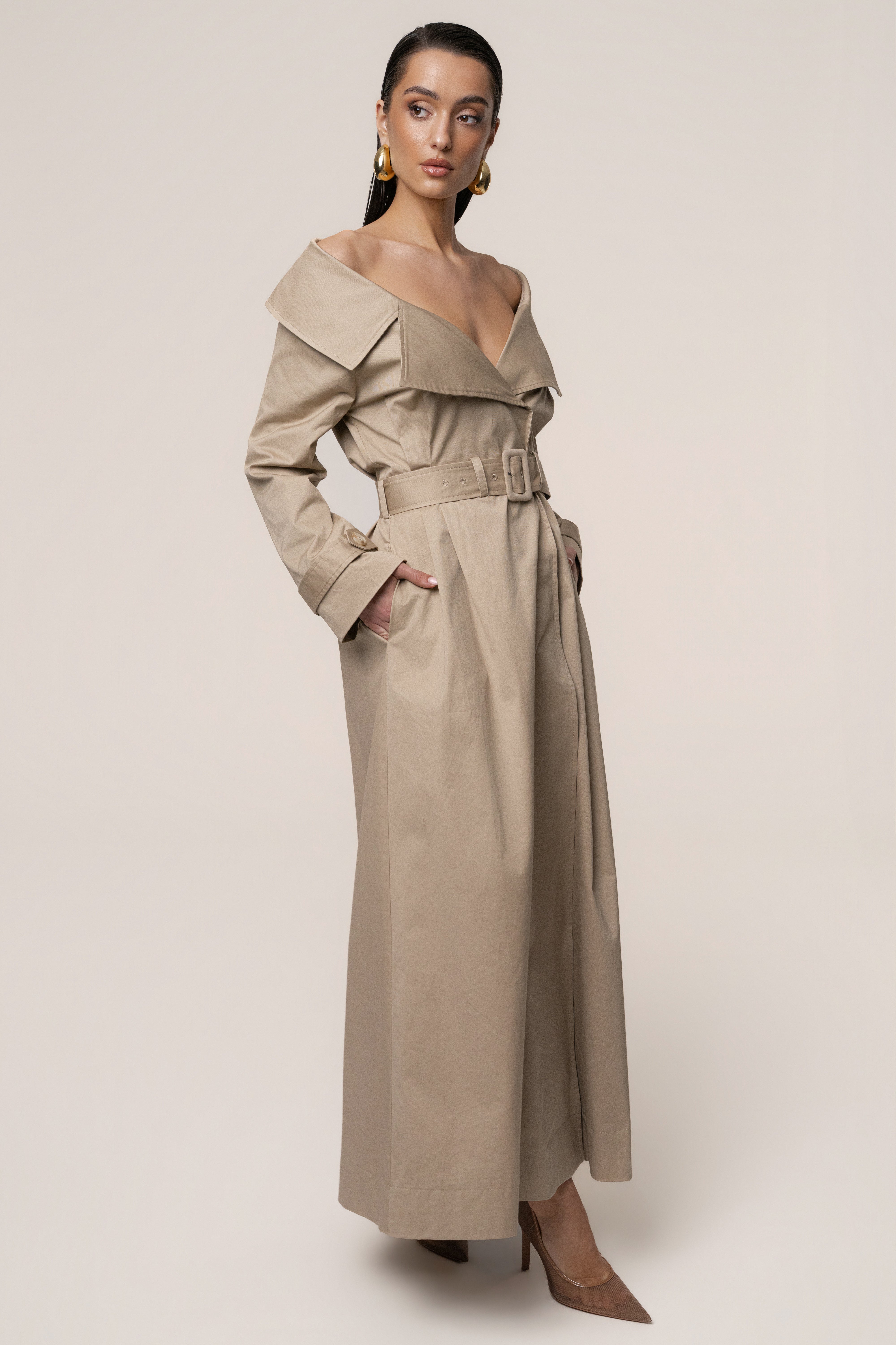 Stone Soft Authority Trench Coat - JLUXLABEL