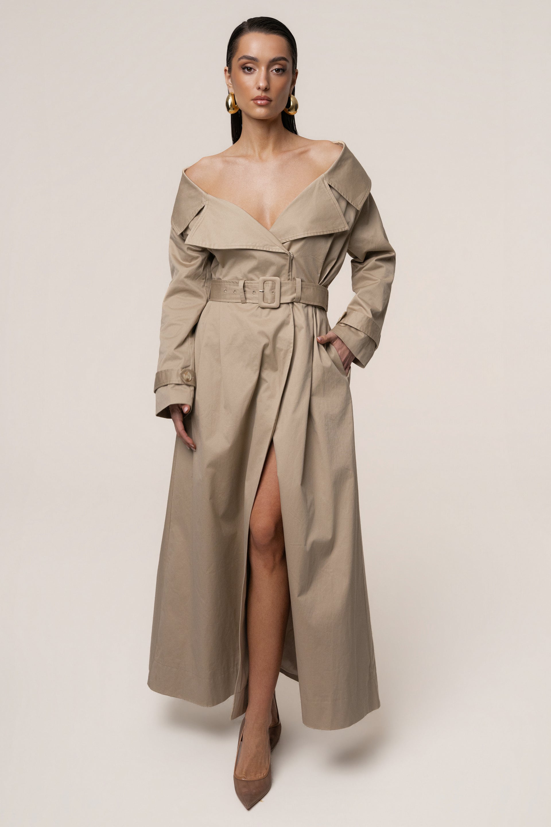 Stone Soft Authority Trench Coat