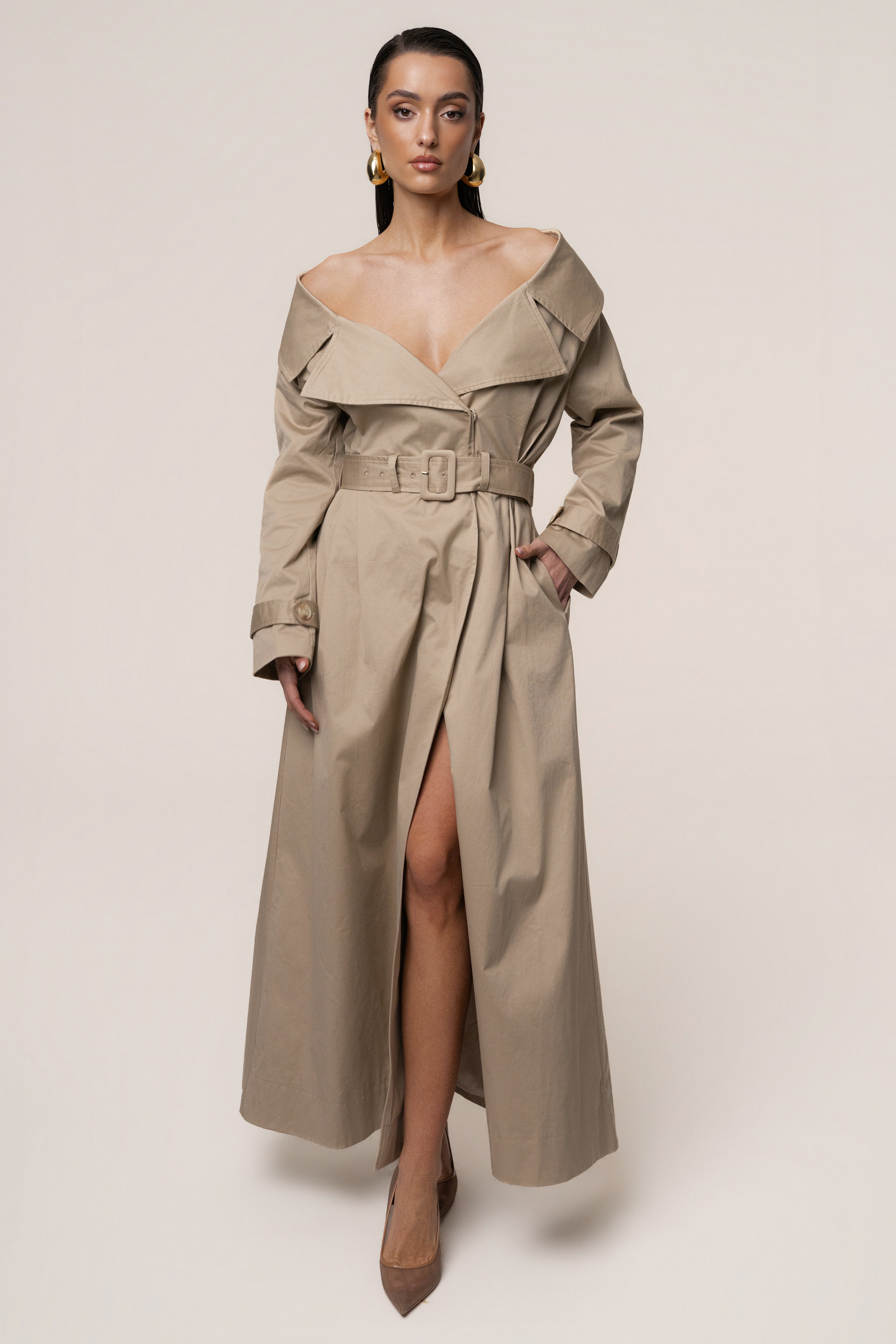 Stone Soft Authority Trench Coat - JLUXLABEL