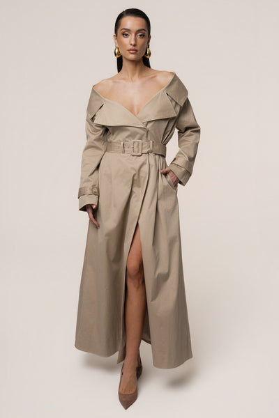 未使用級 タグ付✨HYKE 24SS UNIDYNE TRENCH COAT Stone Soft Authority Trench Coat