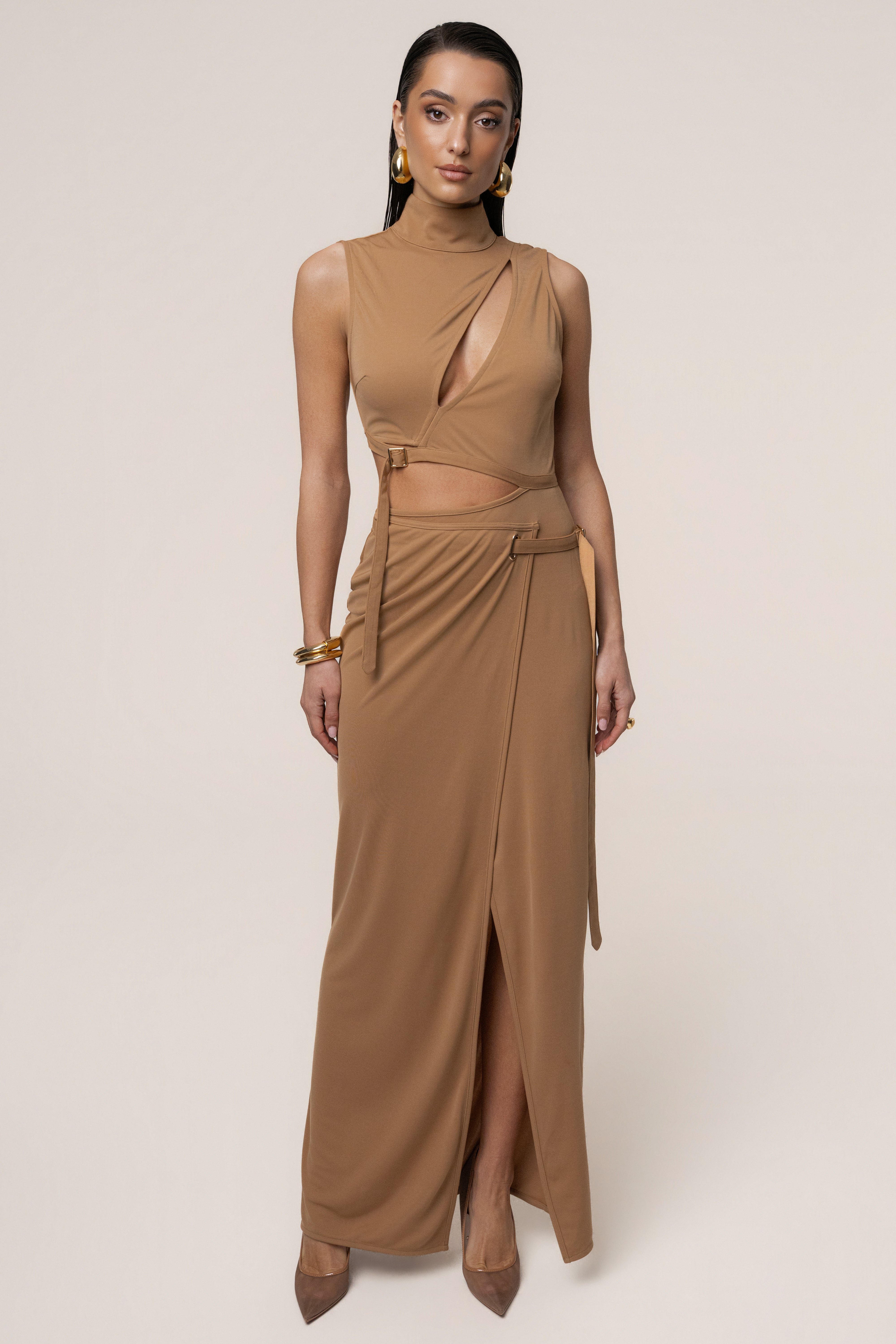 Tan Behind The Scenes Dress - JLUXLABEL