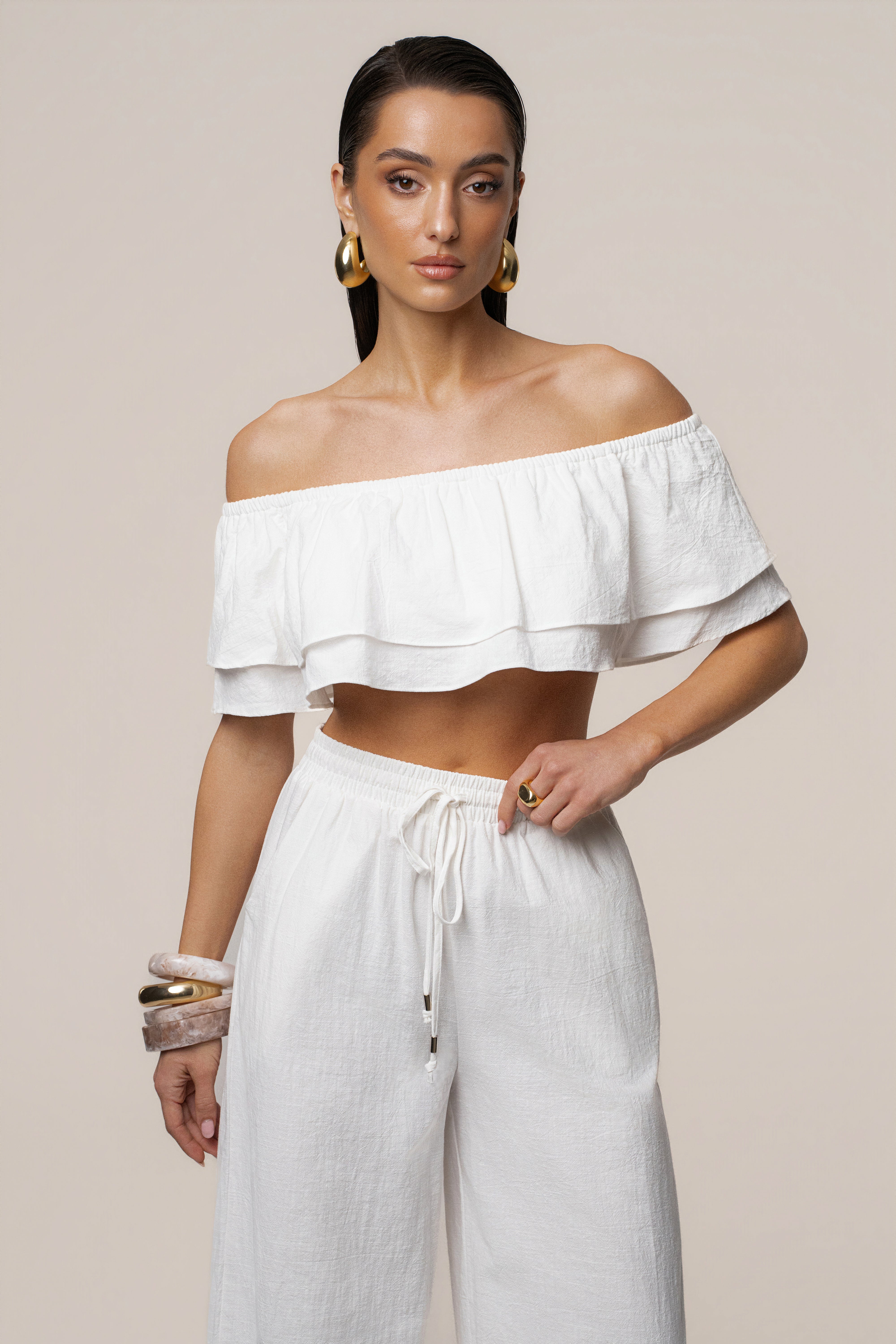 White Marina Two-Piece Pant Set