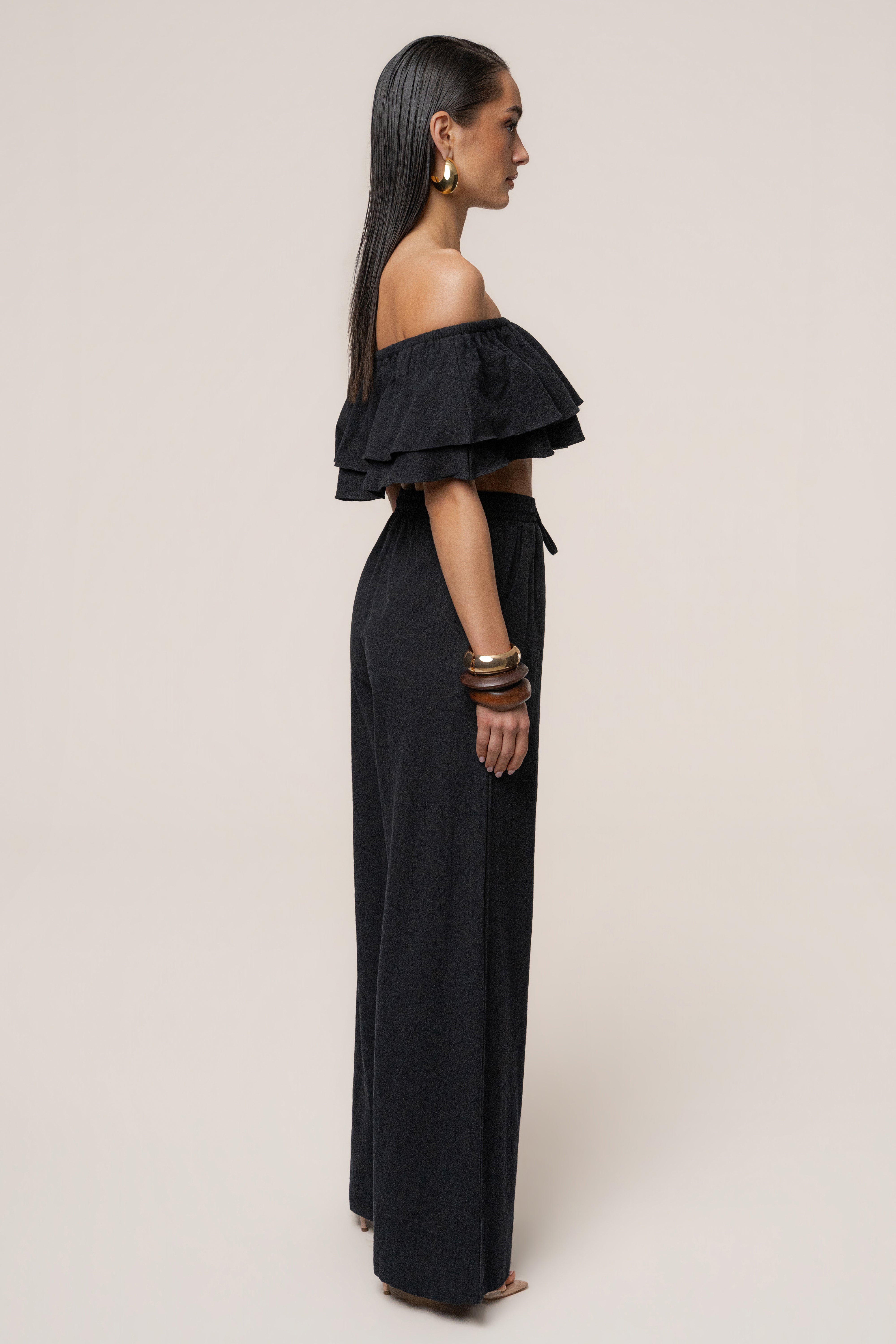 Black Marina Two-Piece Pant Set - JLUXLABEL