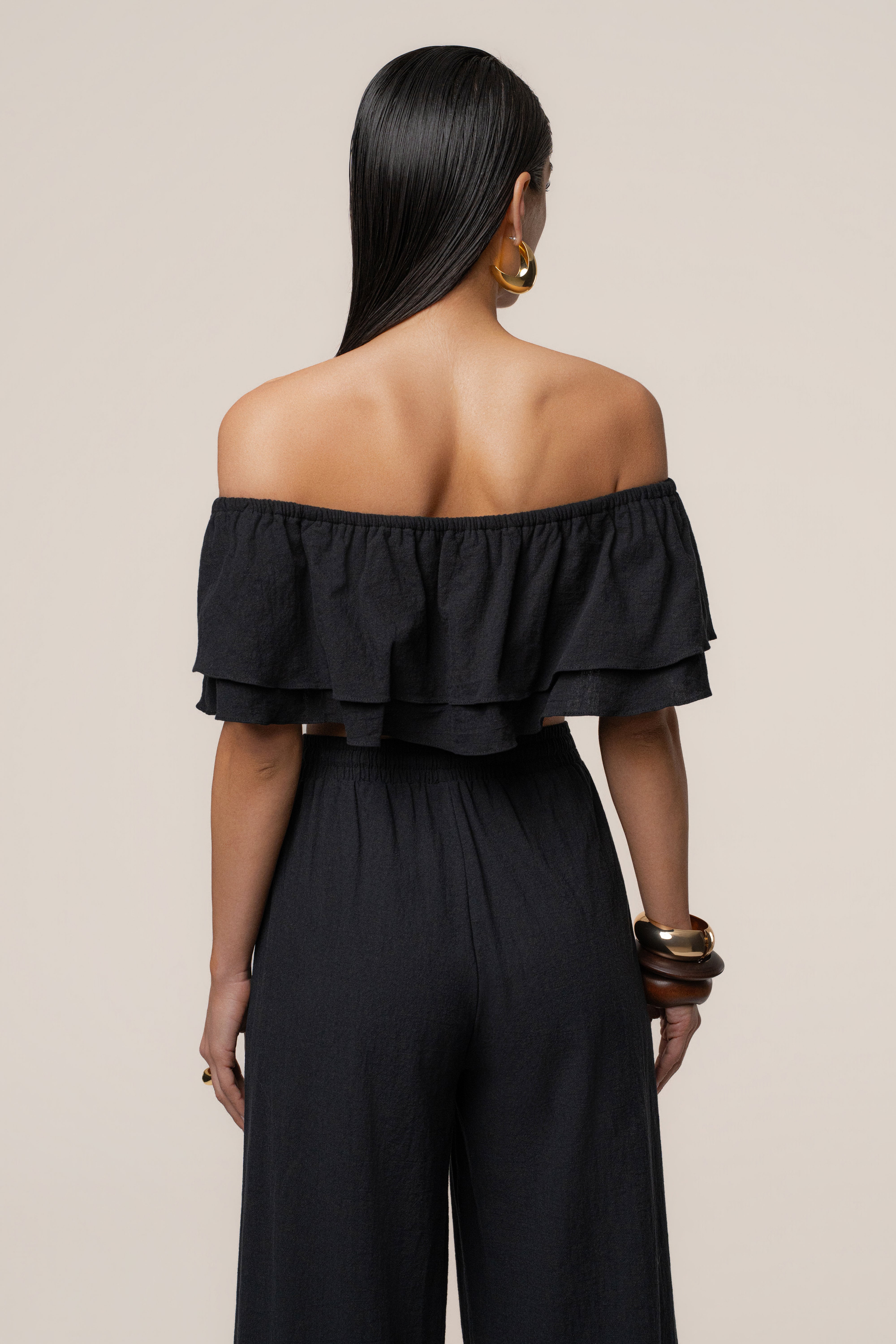 Black Marina Two-Piece Pant Set - JLUXLABEL