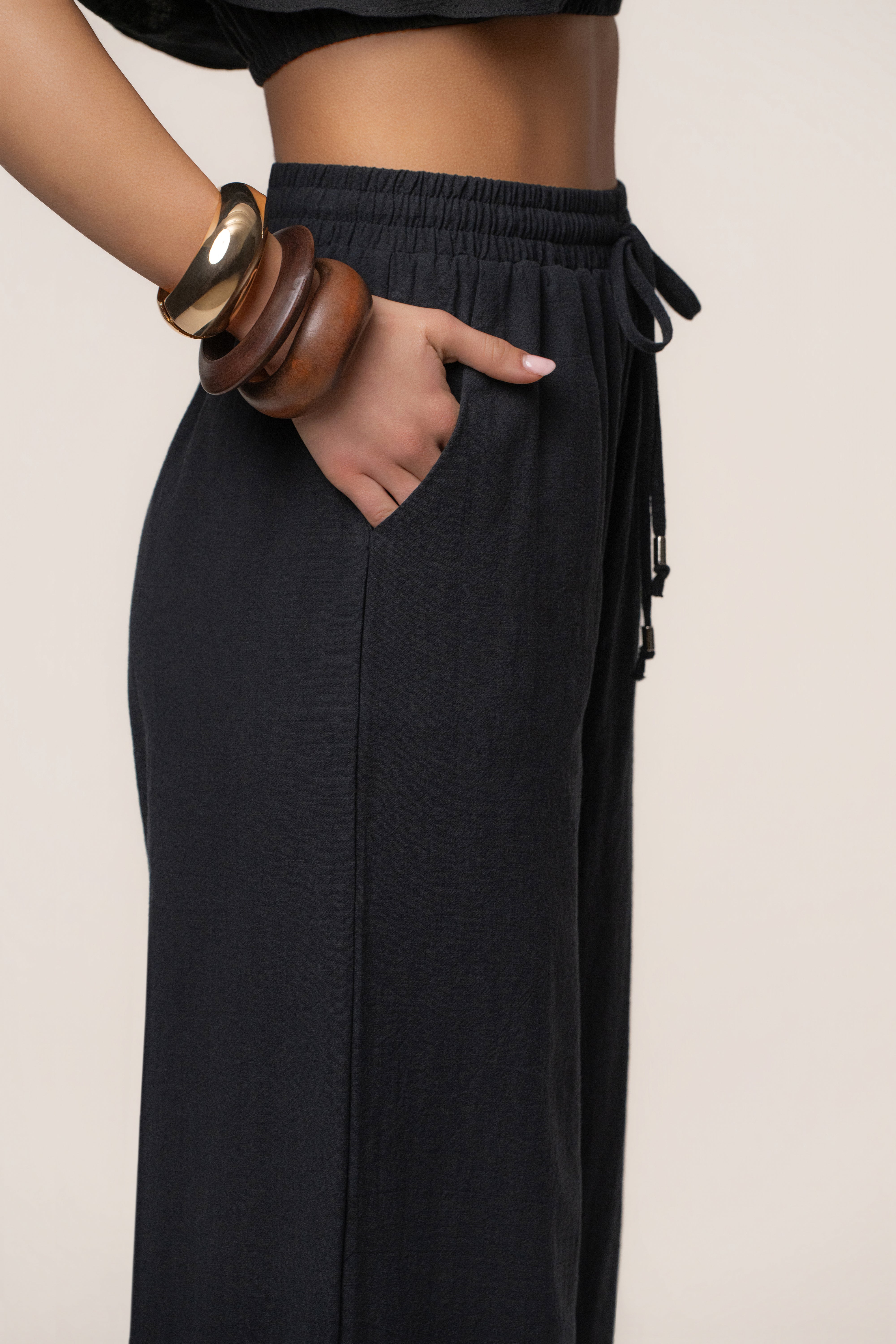 Black Marina Two-Piece Pant Set - JLUXLABEL