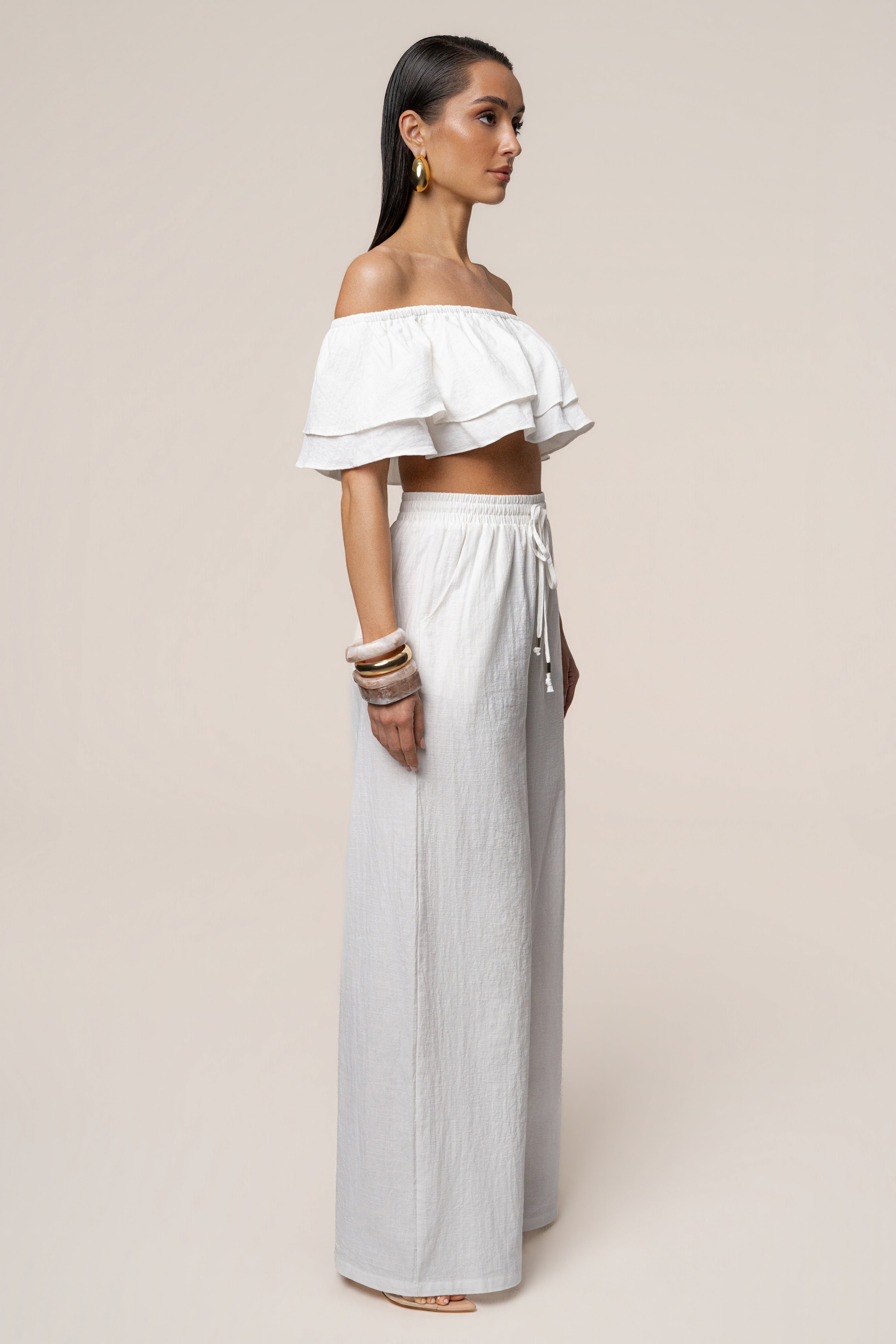 White Marina Two-Piece Pant Set - JLUXLABEL