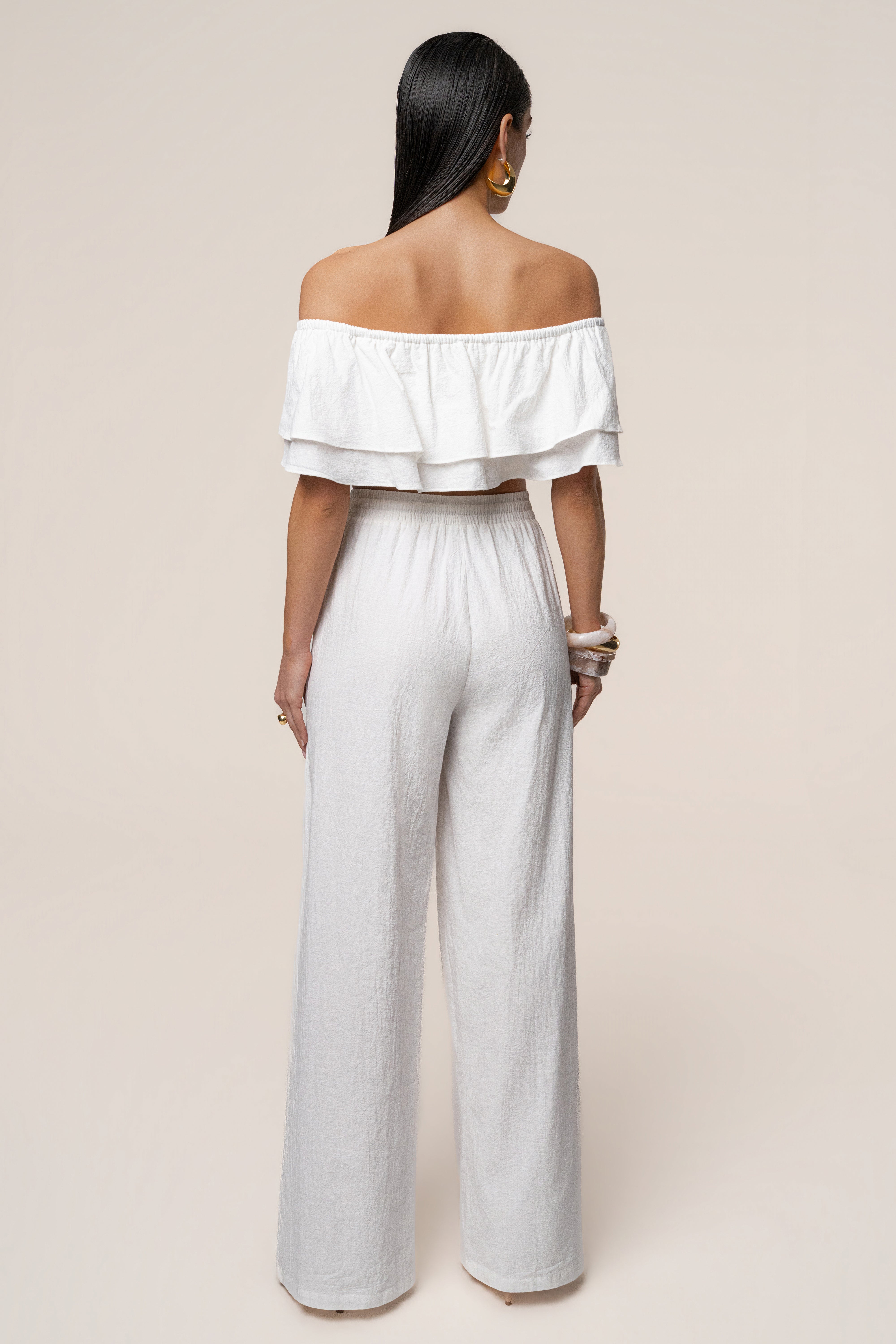 White Marina Two-Piece Pant Set - JLUXLABEL