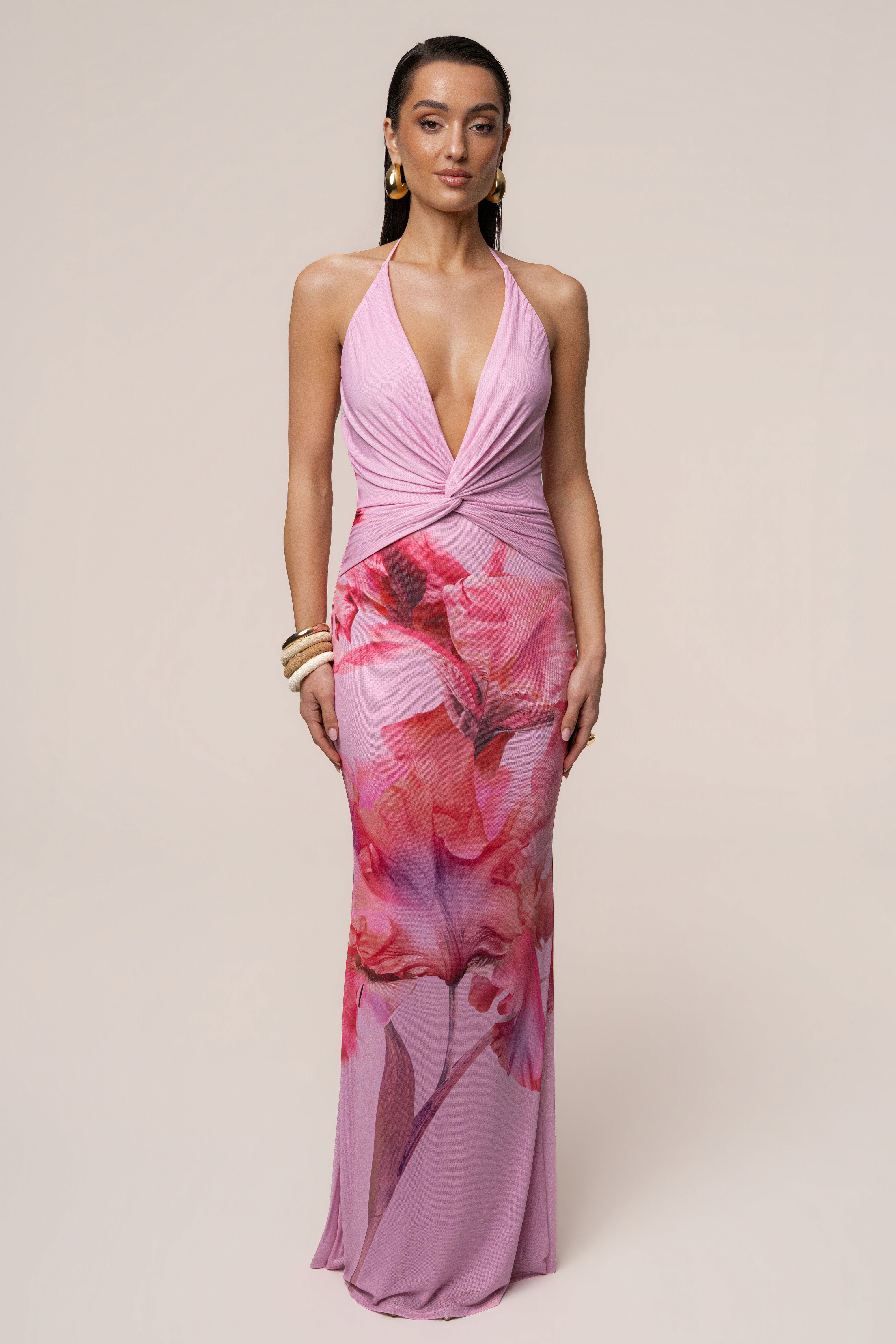 Pink Floral Coastal Bloom Maxi Dress - JLUXLABEL