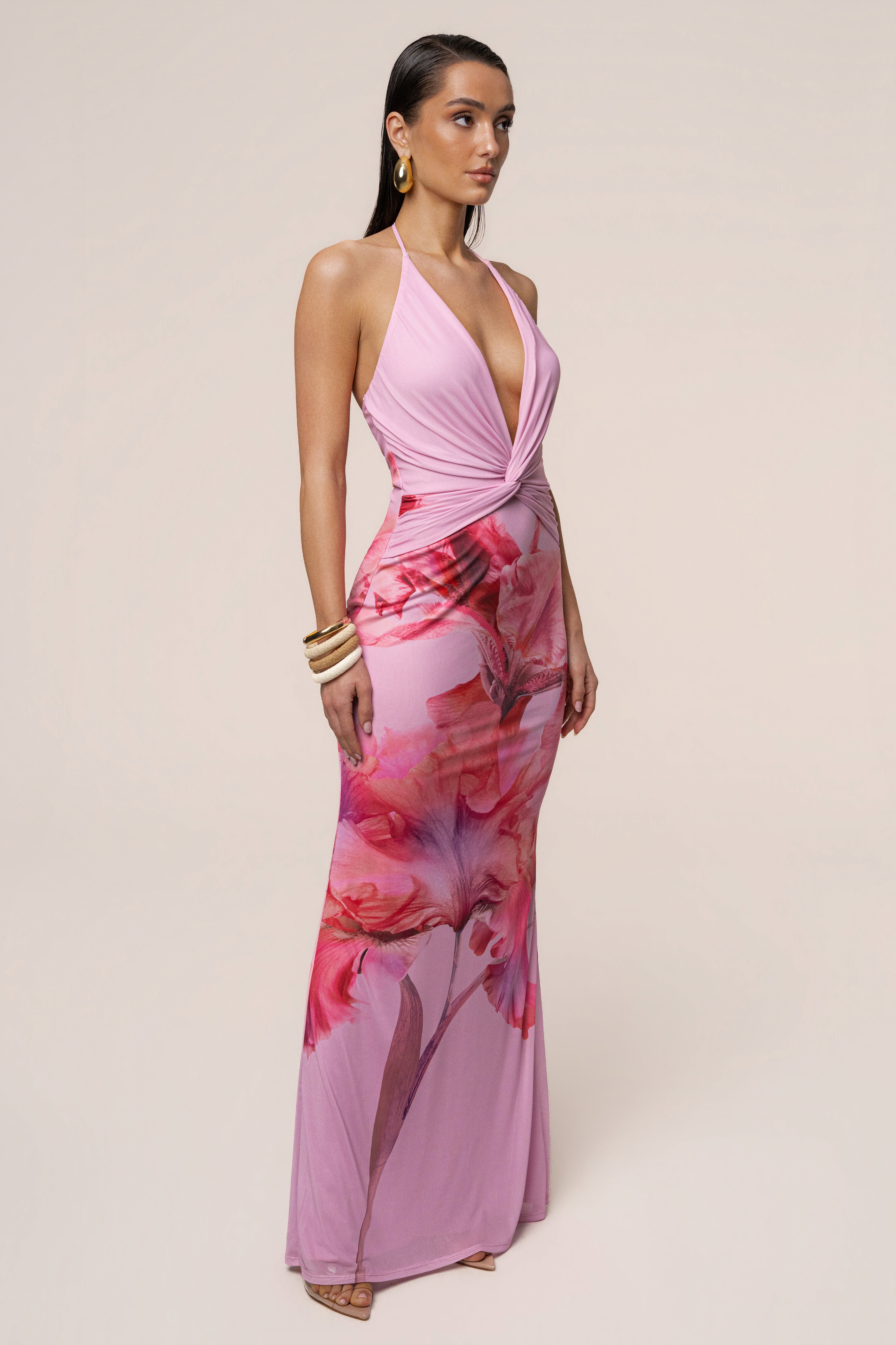 Pink Floral Coastal Bloom Maxi Dress - JLUXLABEL