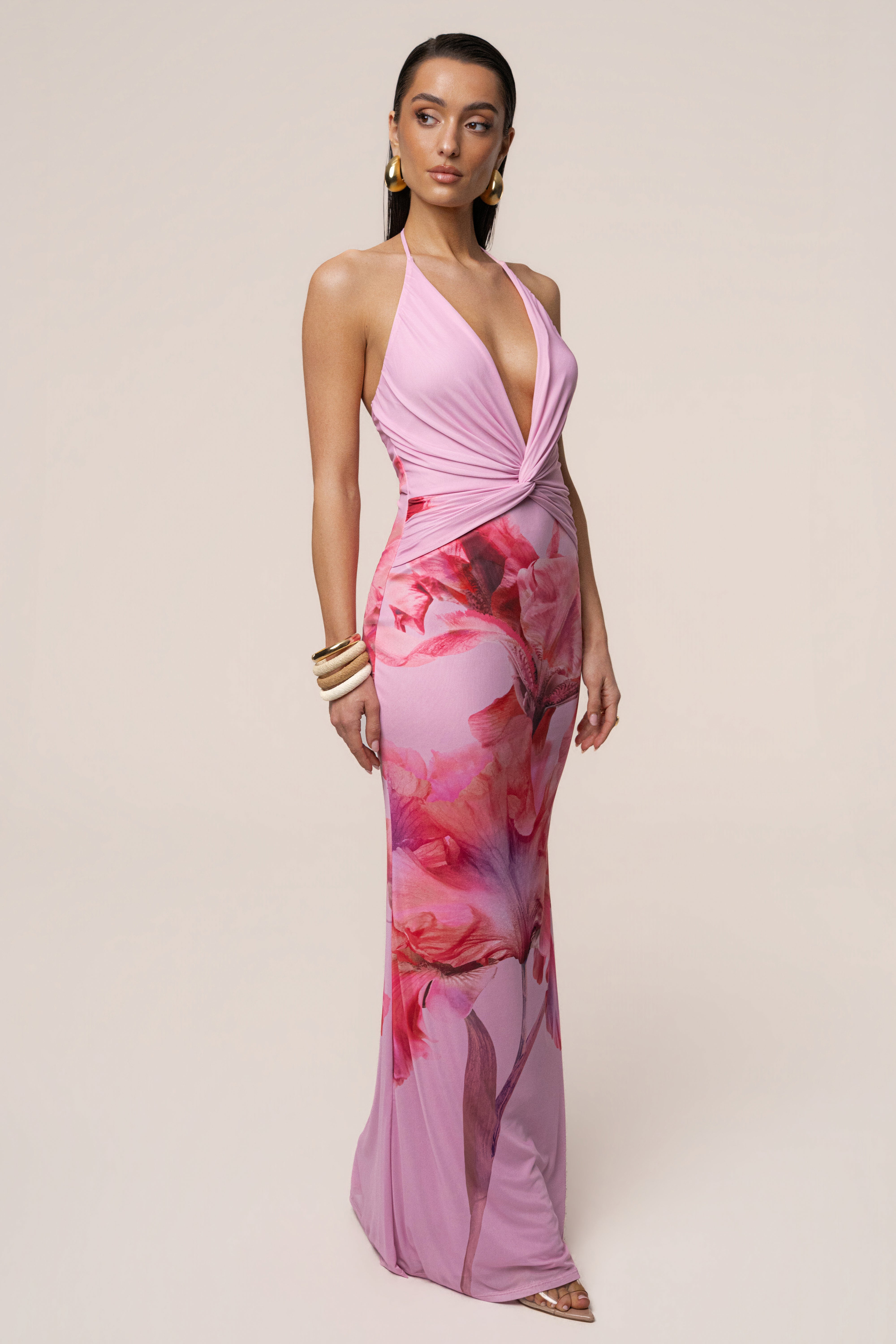 Pink Floral Coastal Bloom Maxi Dress - JLUXLABEL