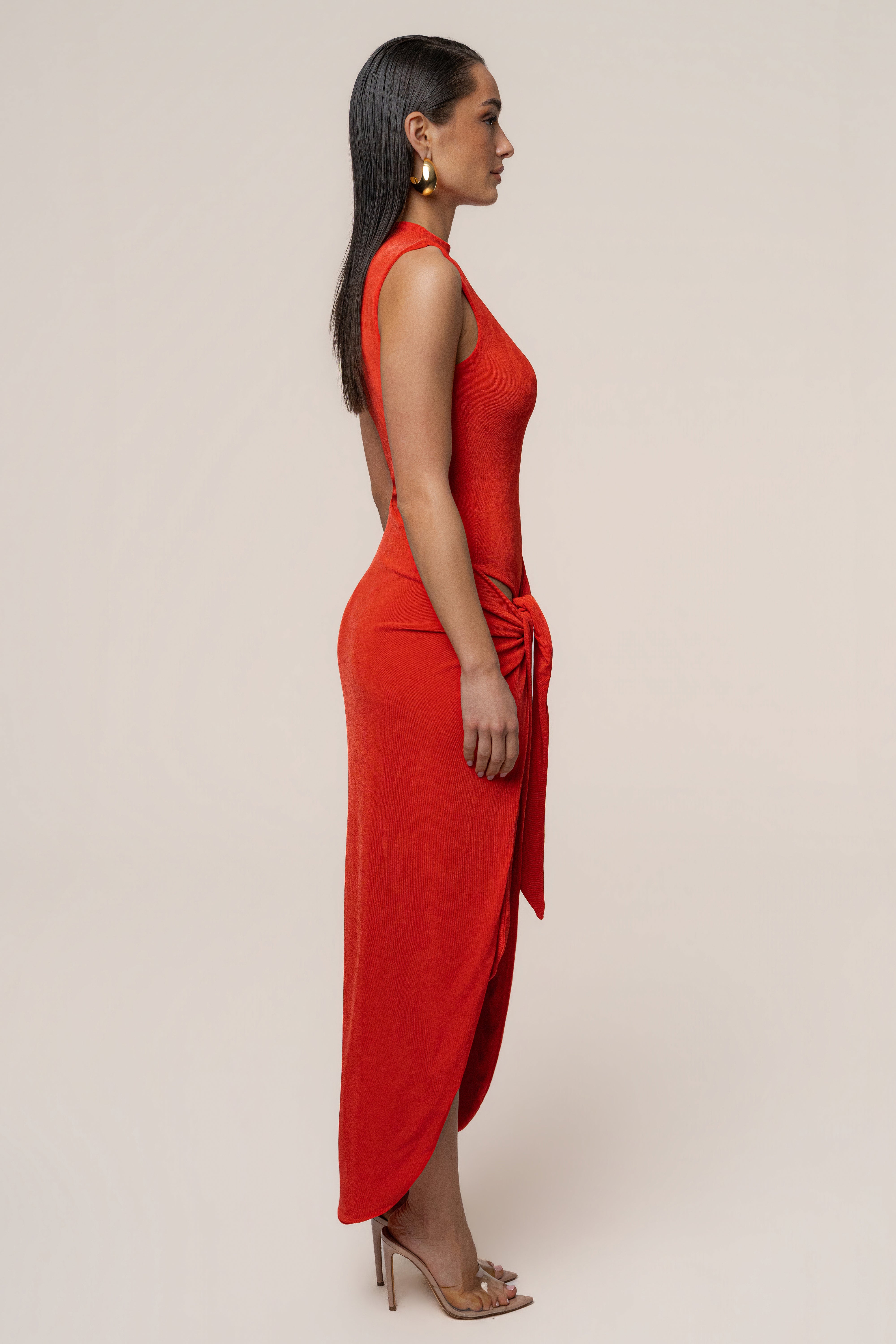 Orange Aubree Midi Dress - JLUXLABEL