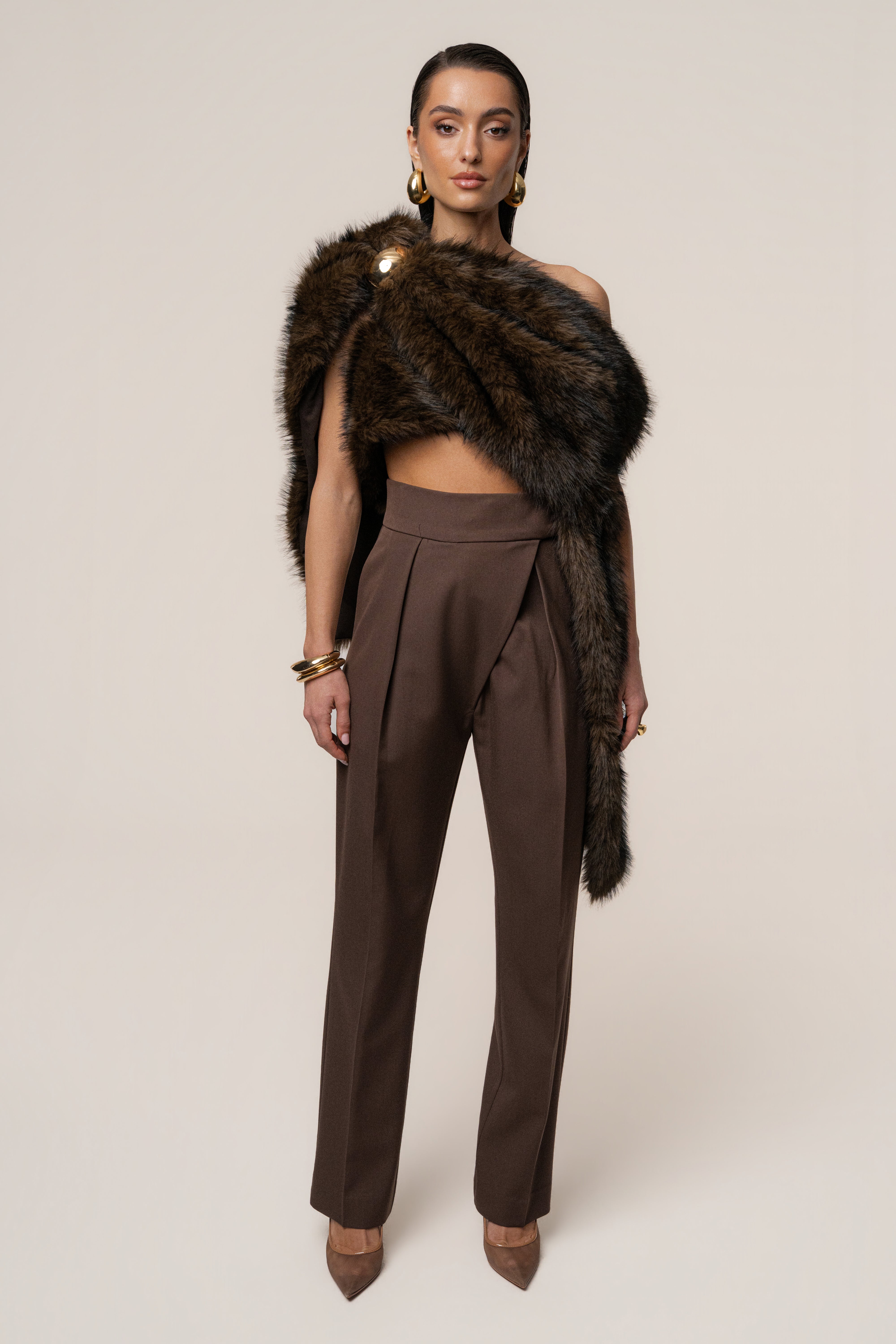 Brown Winter Bliss Faux Fur Wrap