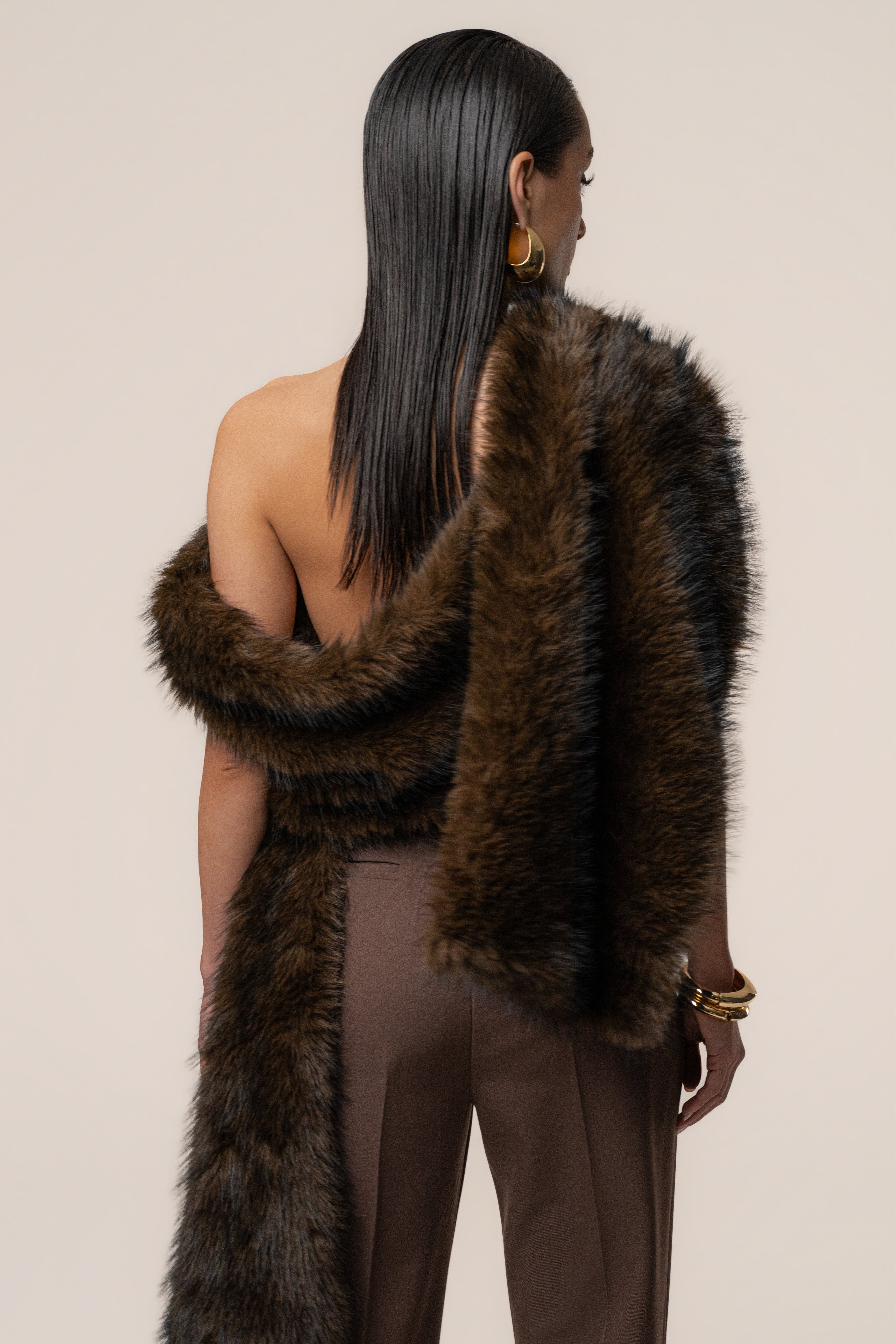 Brown Winter Bliss Faux Fur Wrap - JLUXLABEL