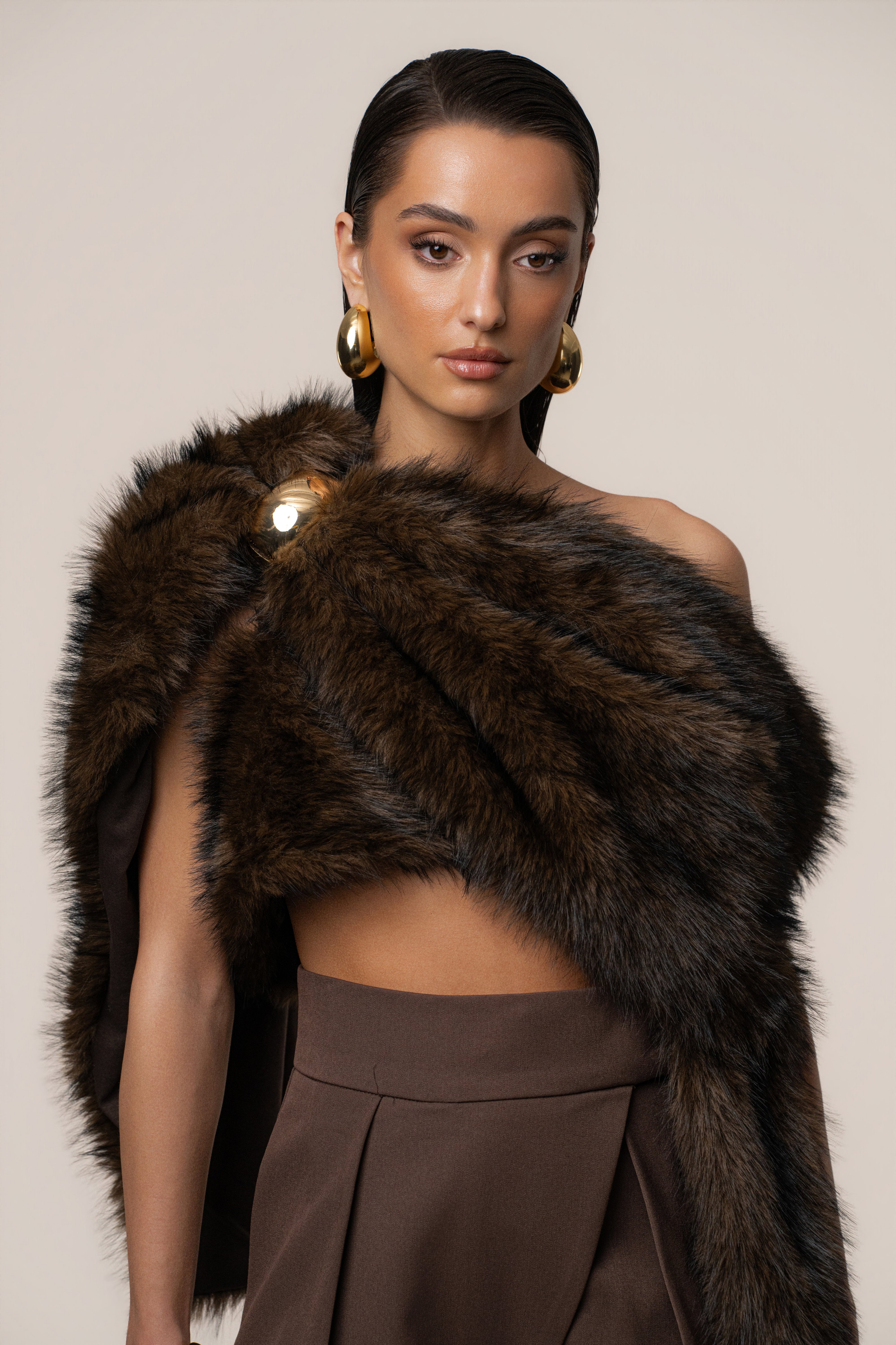 Brown Winter Bliss Faux Fur Wrap