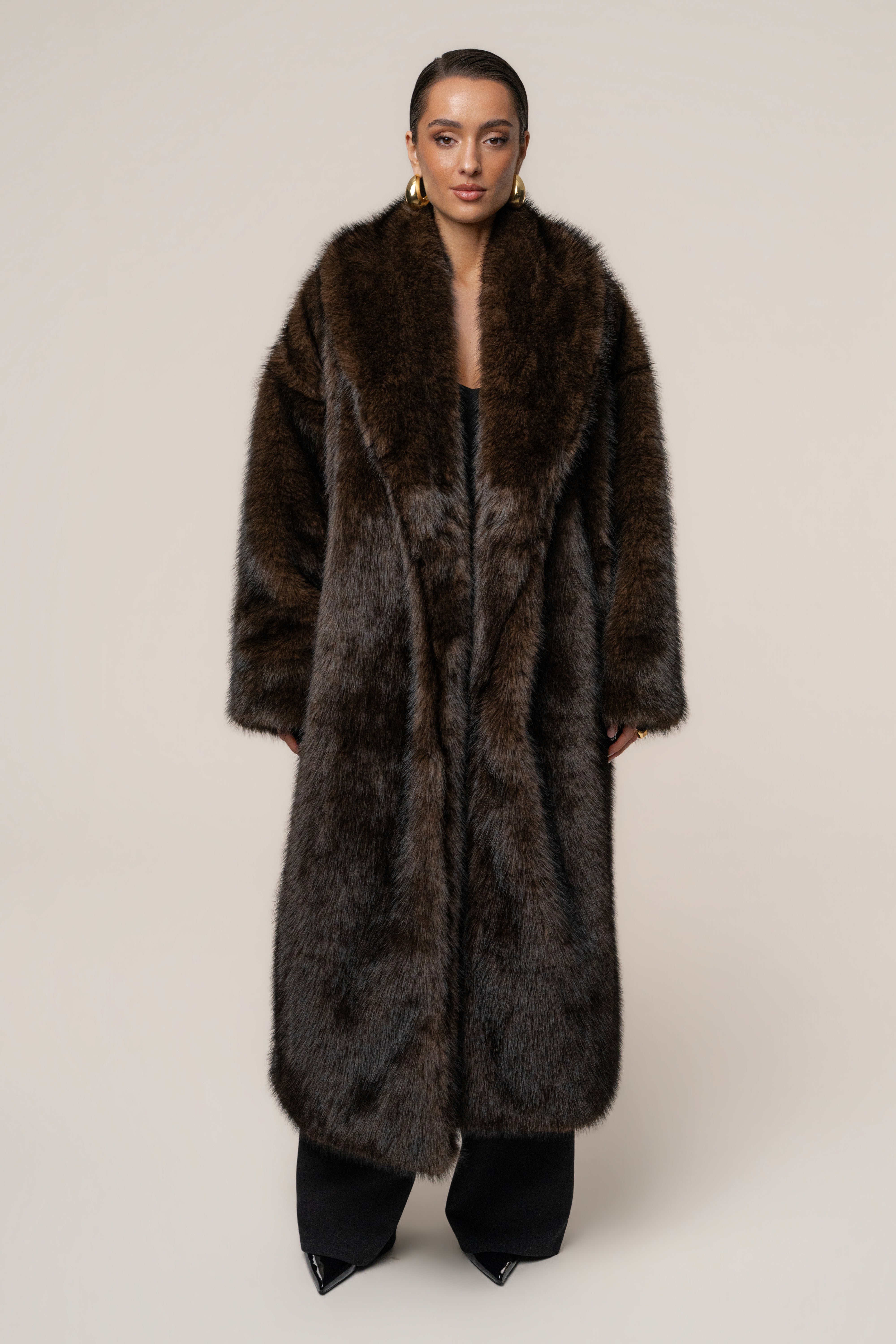 PRE-ORDER Chocolate Aspen Days Faux Fur Coat - JLUXLABEL