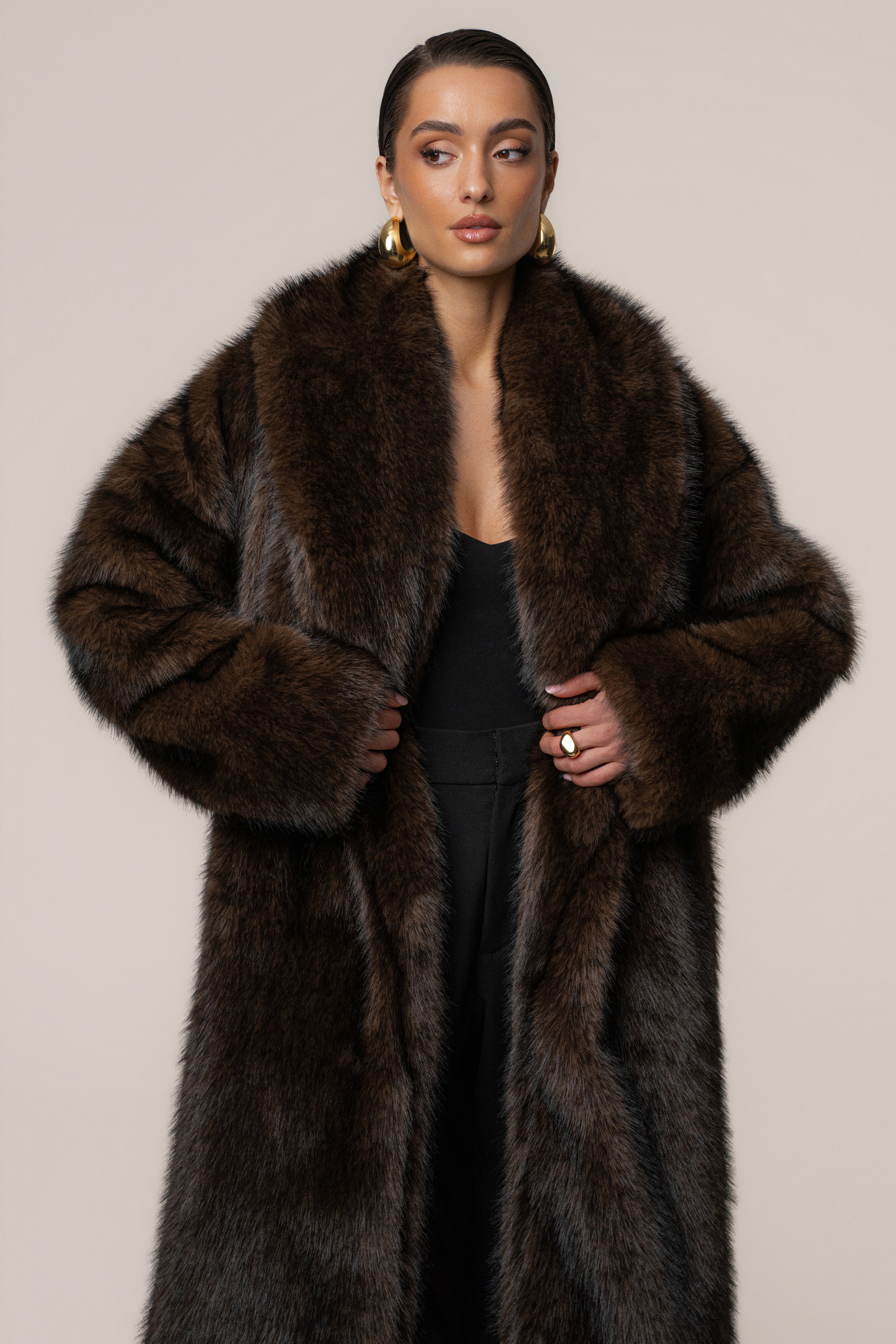 PRE-ORDER Chocolate Aspen Days Faux Fur Coat - JLUXLABEL