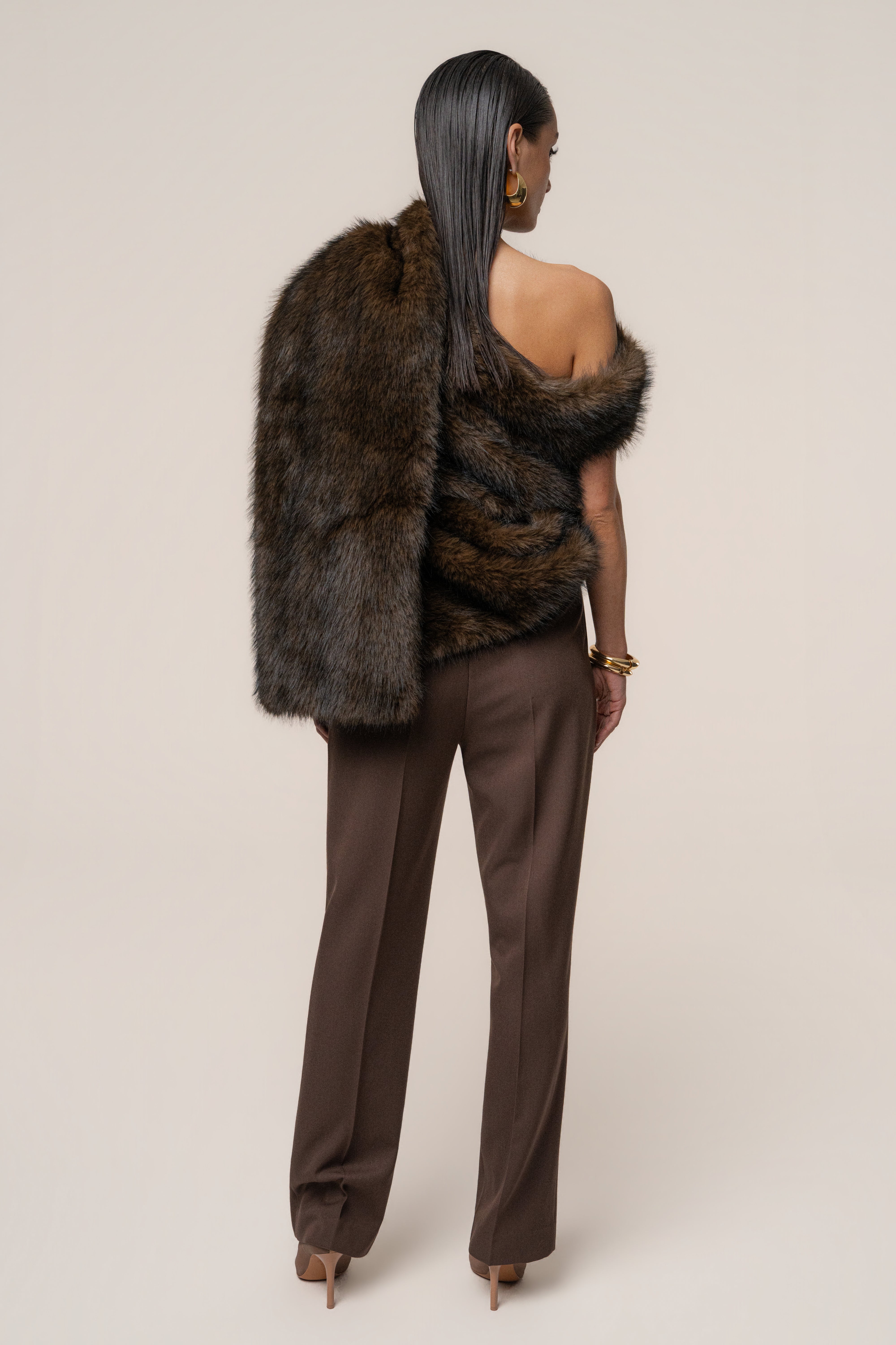 Brown Winter Bliss Faux Fur Wrap - JLUXLABEL