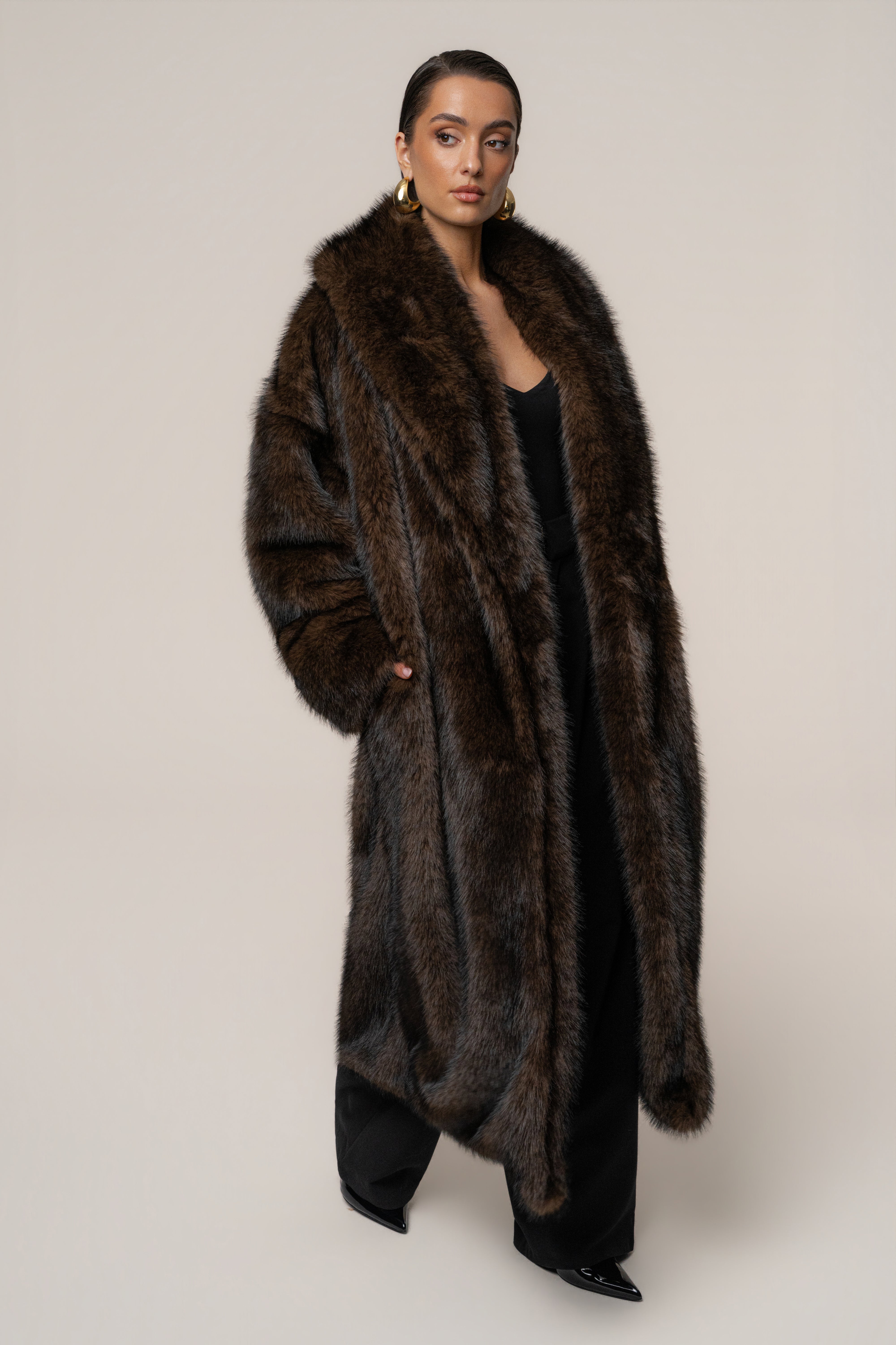 PRE-ORDER Chocolate Aspen Days Faux Fur Coat - JLUXLABEL