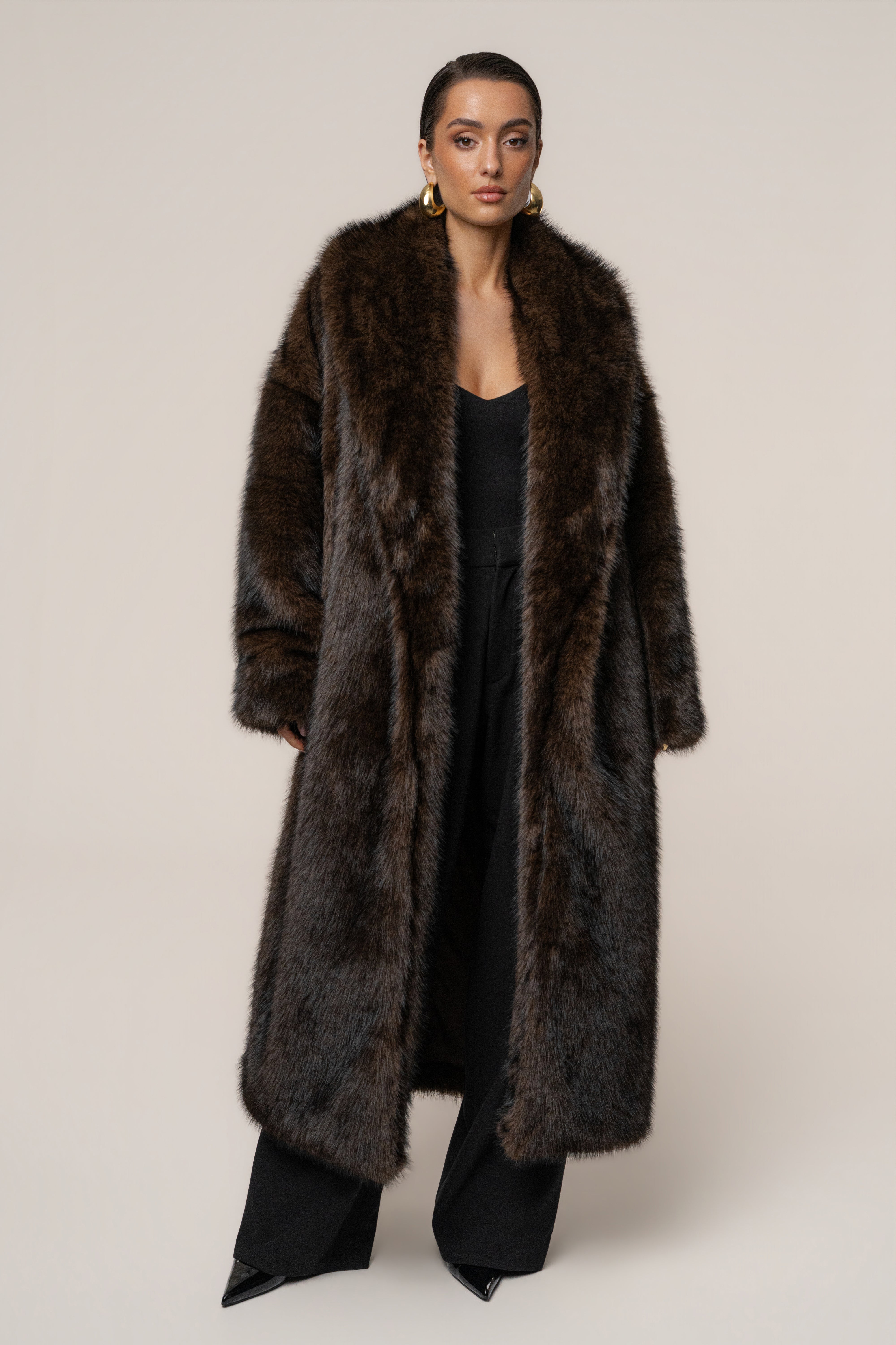 PRE-ORDER Chocolate Aspen Days Faux Fur Coat - JLUXLABEL